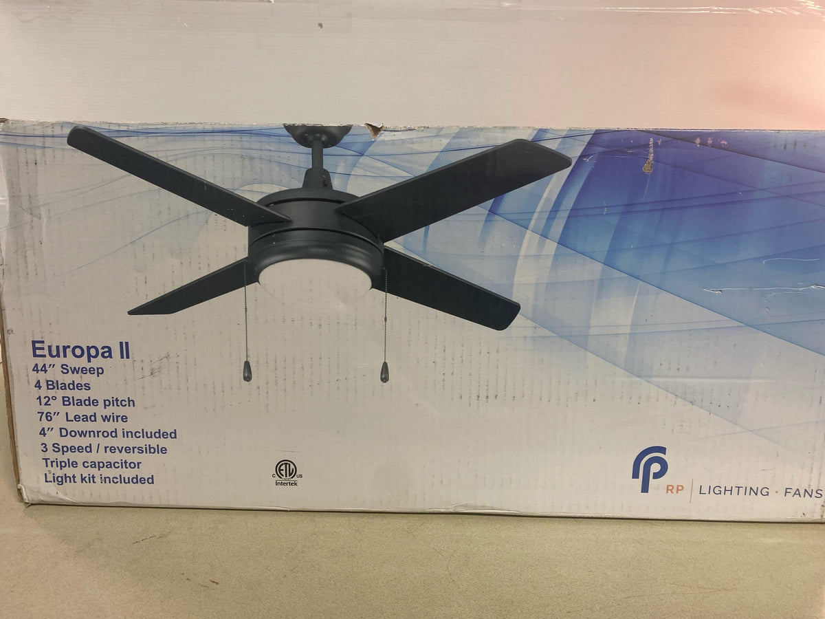 RP Lighting Europa II 44-Inch 4 Blade Indoor Ceiling Fan, Brushed Nickel
