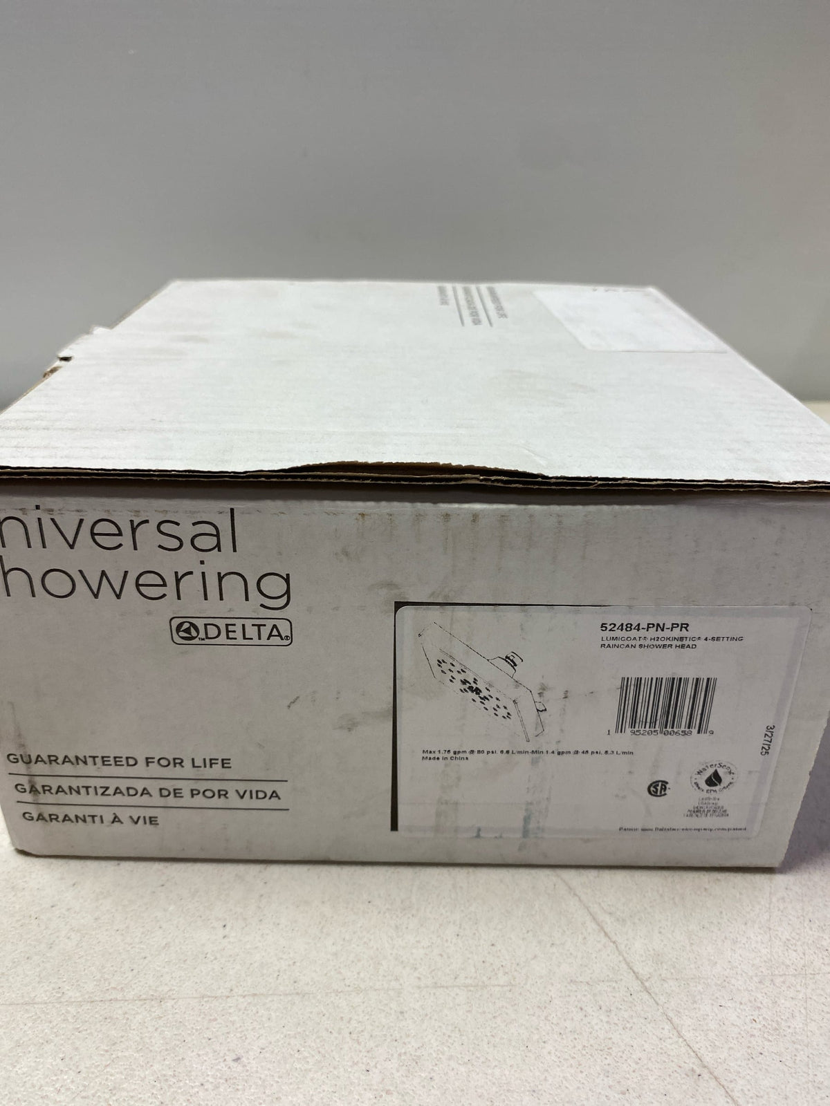 Delta 52484-PN-PR 4-Spray Patterns 1.75 GPM 7.69 in. Wall Mount Fixed Shower Head with H2Okinetic in Lumicoat Polished Nickel
