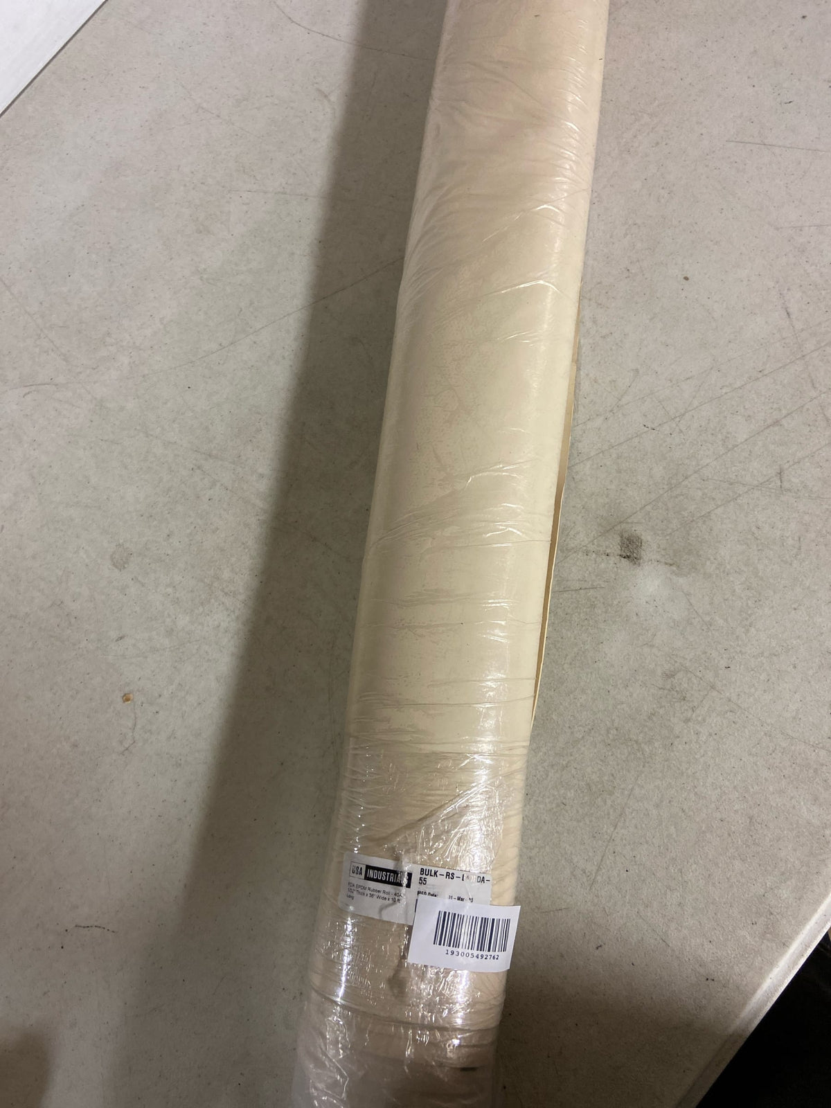 Zoro Select EPDM Roll, 40A, 10'x36"x1/32", Cream