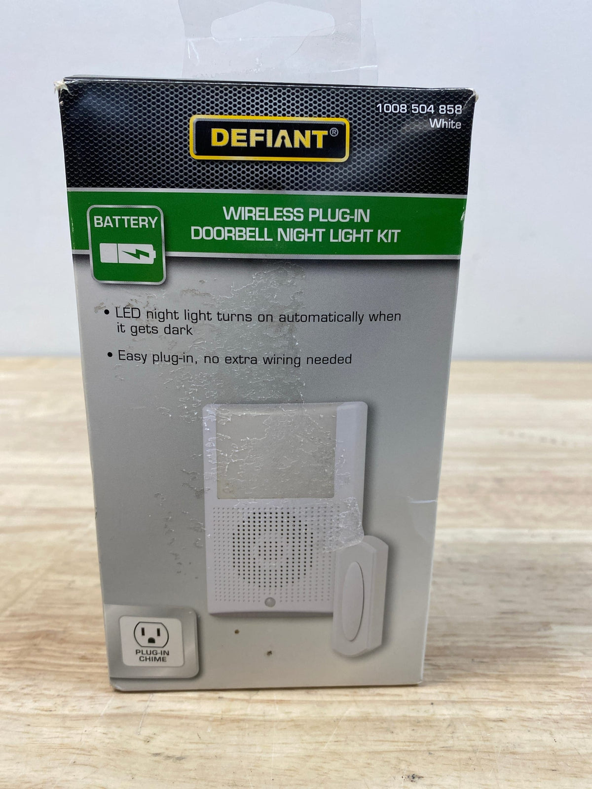Defiant 18000010 Wireless Plug-In Doorbell Kit with LED Night Light and Wireless Push Button, White