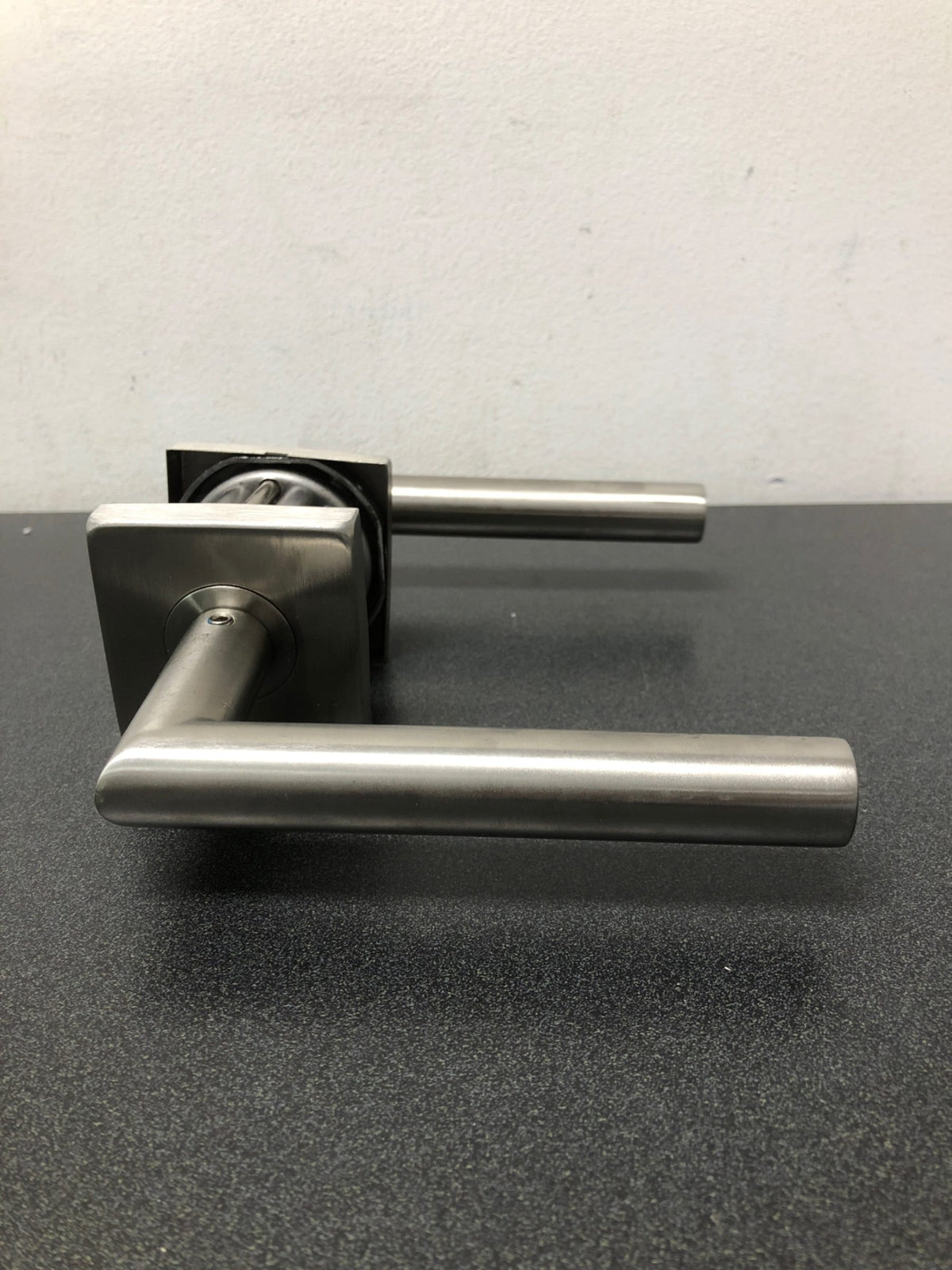 INOX SE105L471-32D Frankfurt Passage Door Lever Set with 2-3/4 Inch Backset, SE Series Square Rose, and TL4 28 Degree Latch - Satin Stainless Steel