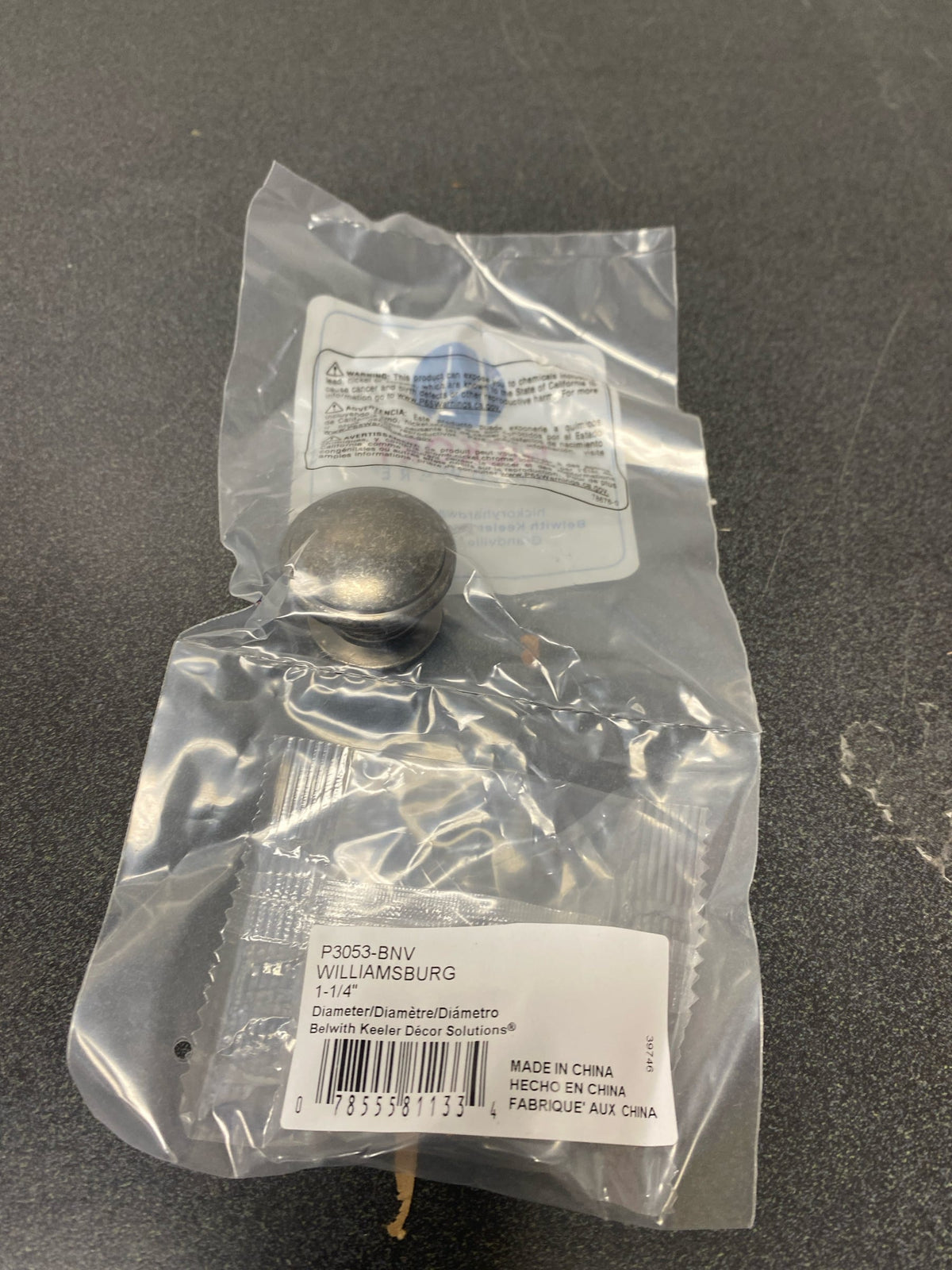 Hickory Hardware P3053-BNV Williamsburg 1-1/4" Rustic Vintage Mushroom Cabinet Knob - Black Nickel Vibed