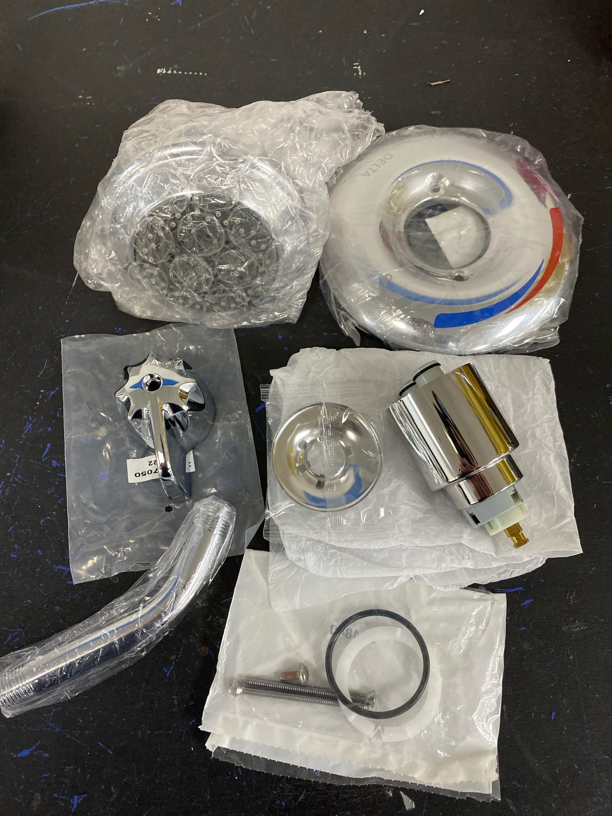 Delta T13H123 Single Handle Shower Valve Trim with 1.75GPM Multi Function Shower Head and Metal Blade Handle from the Commercial Series - Chrome