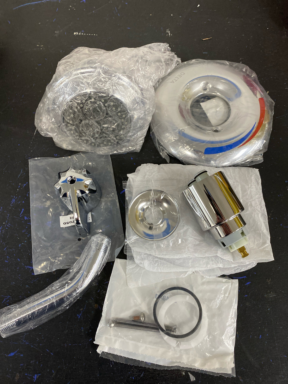 Delta T13H123 Single Handle Shower Valve Trim with 1.75GPM Multi Function Shower Head and Metal Blade Handle from the Commercial Series - Chrome