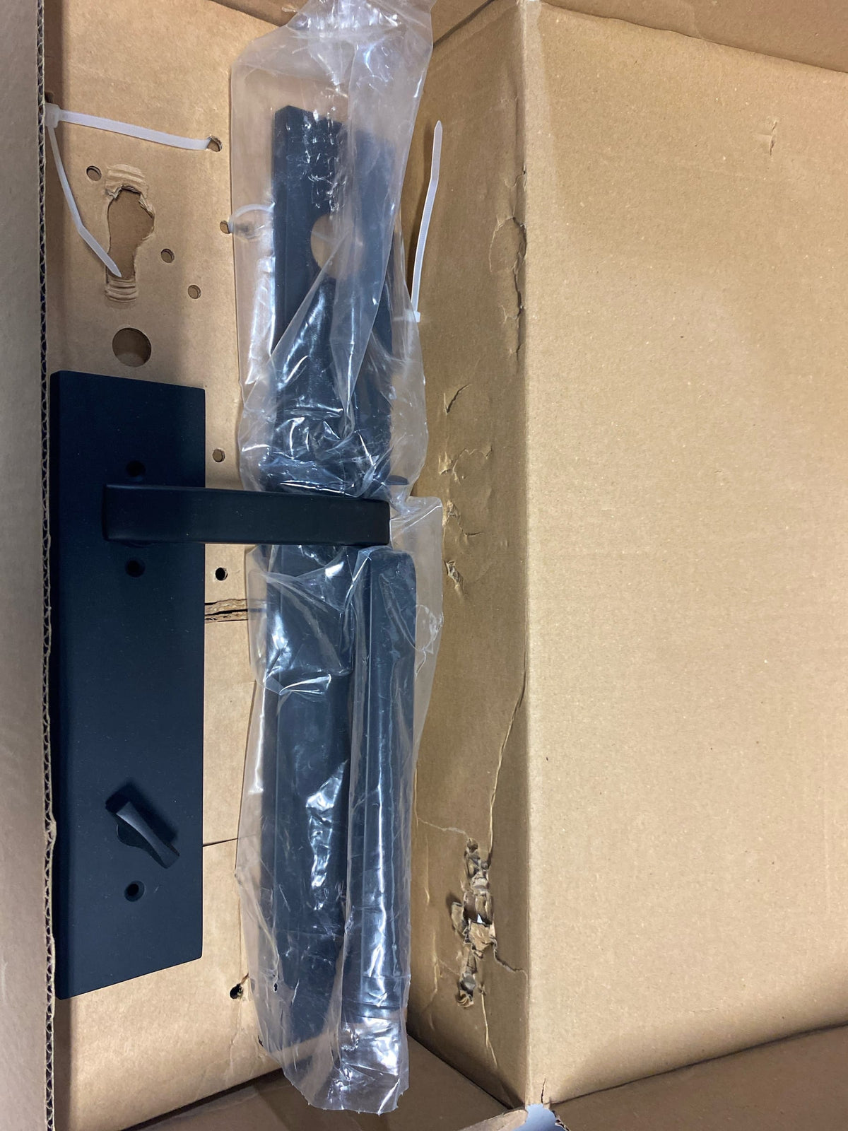 Emtek 4819GVUS19RH Lausanne Right Handed Full Plate Single Cylinder Keyed Entry Handleset with Geneva Interior Lever - Flat Black