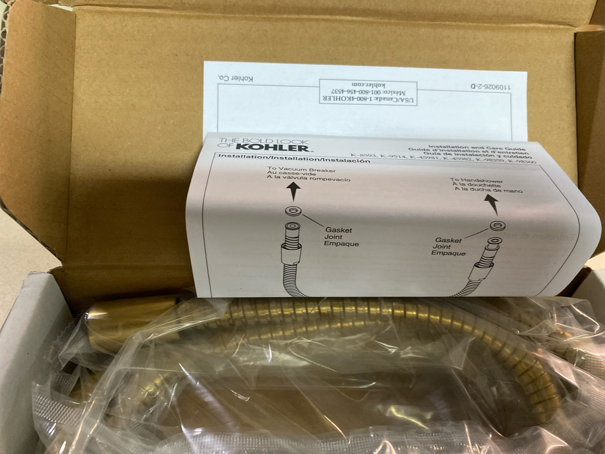 Kohler K-9514-2MB MasterShower 60" Hand Shower Hose with Swivel Base - Vibrant Brushed Moderne Brass