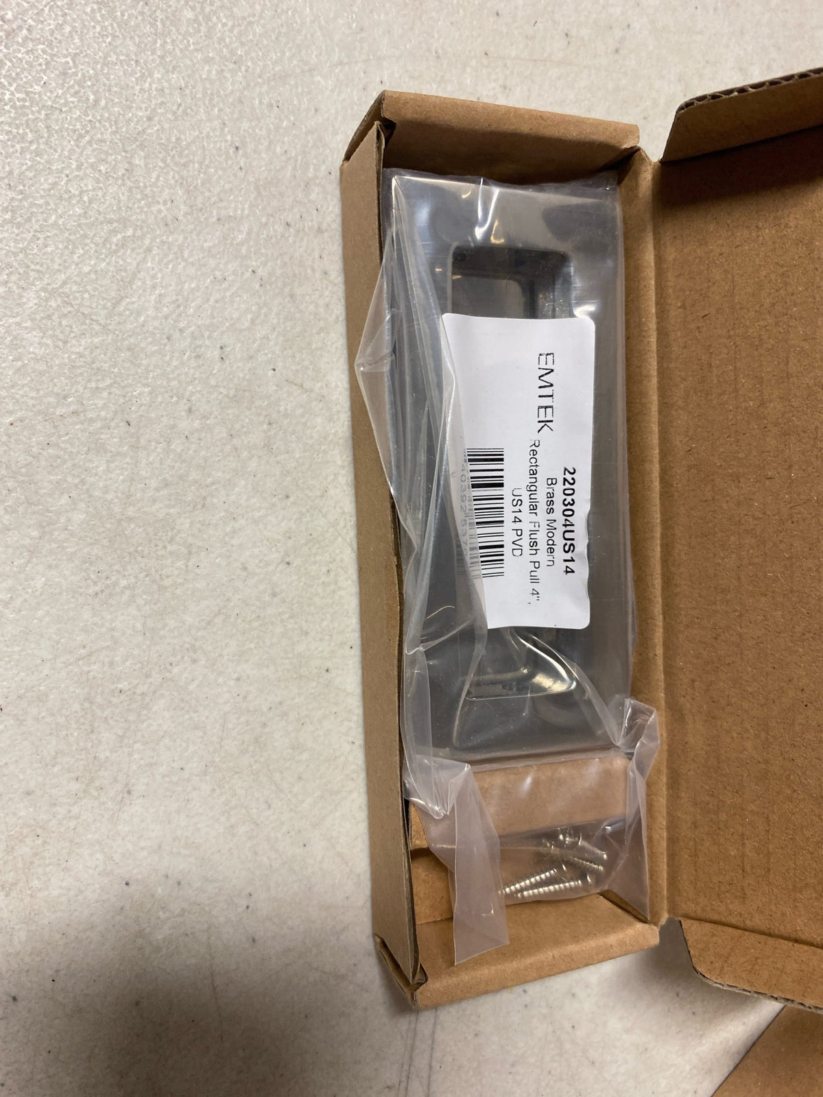Emtek 220304US14 Modern Rectangular 4 Inch Tall Rectangular Flush Door Pull - Polished Nickel