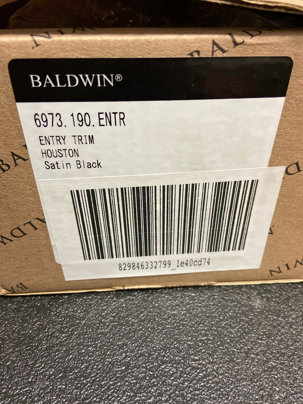 Baldwin 6973190ENTR Houston Single Cylinder Mortise Handleset Trim Set - Satin Black