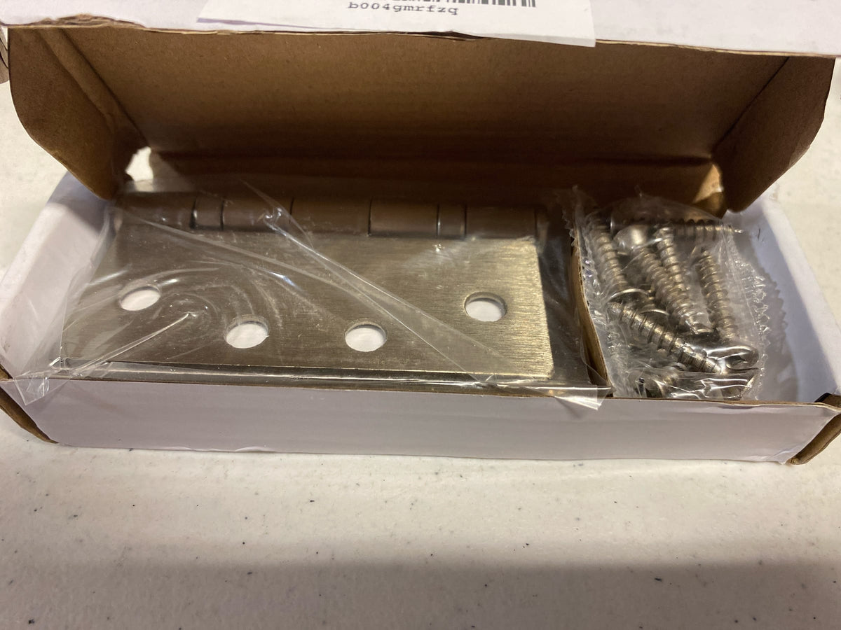 Emtek 94014 4" x 4" Steel Heavy Duty Ball Bearing Square Corner Hinges - Pair, Satin Nickel
