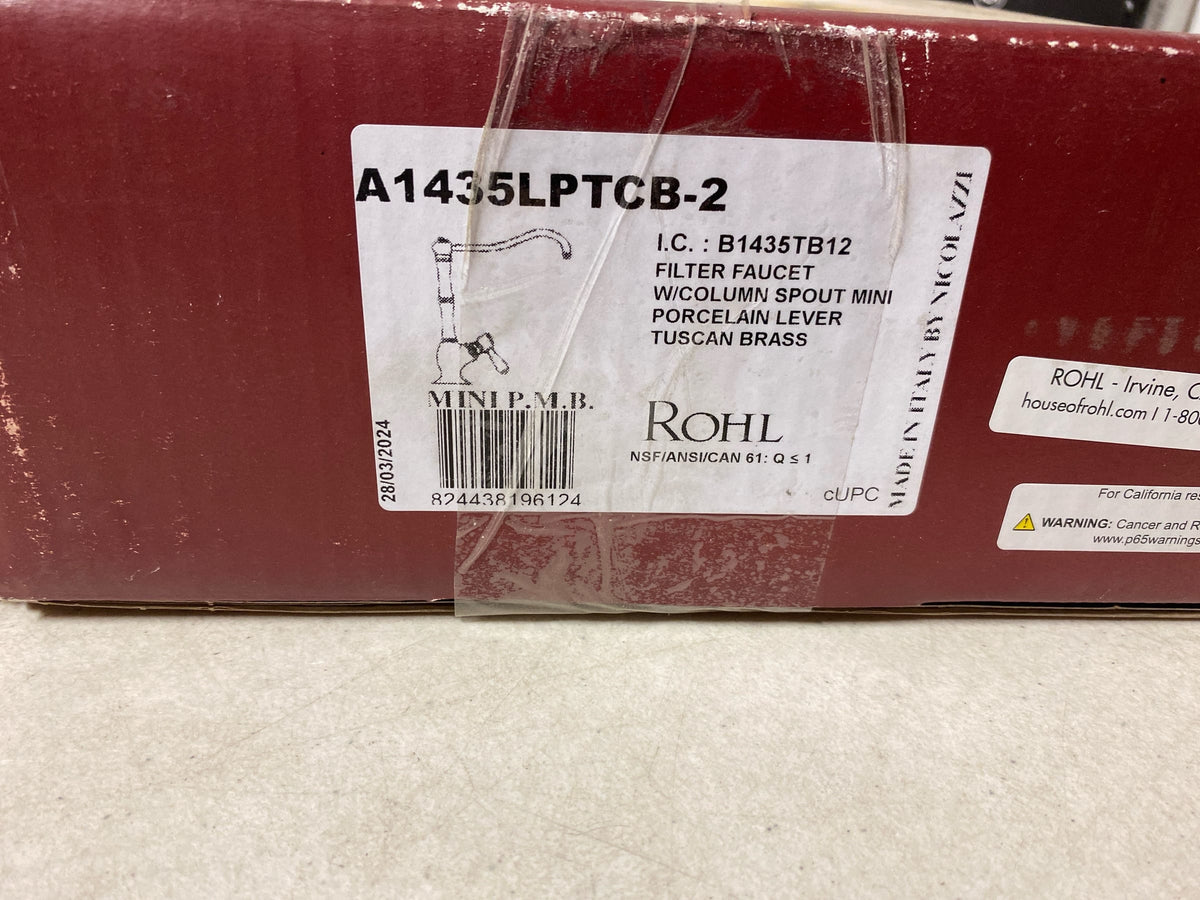 Rohl A1435LPTCB-2 Acqui 0.5 GPM Cold Water Dispenser with Porcelain Lever Handle - Tuscan Brass (Living Finish)