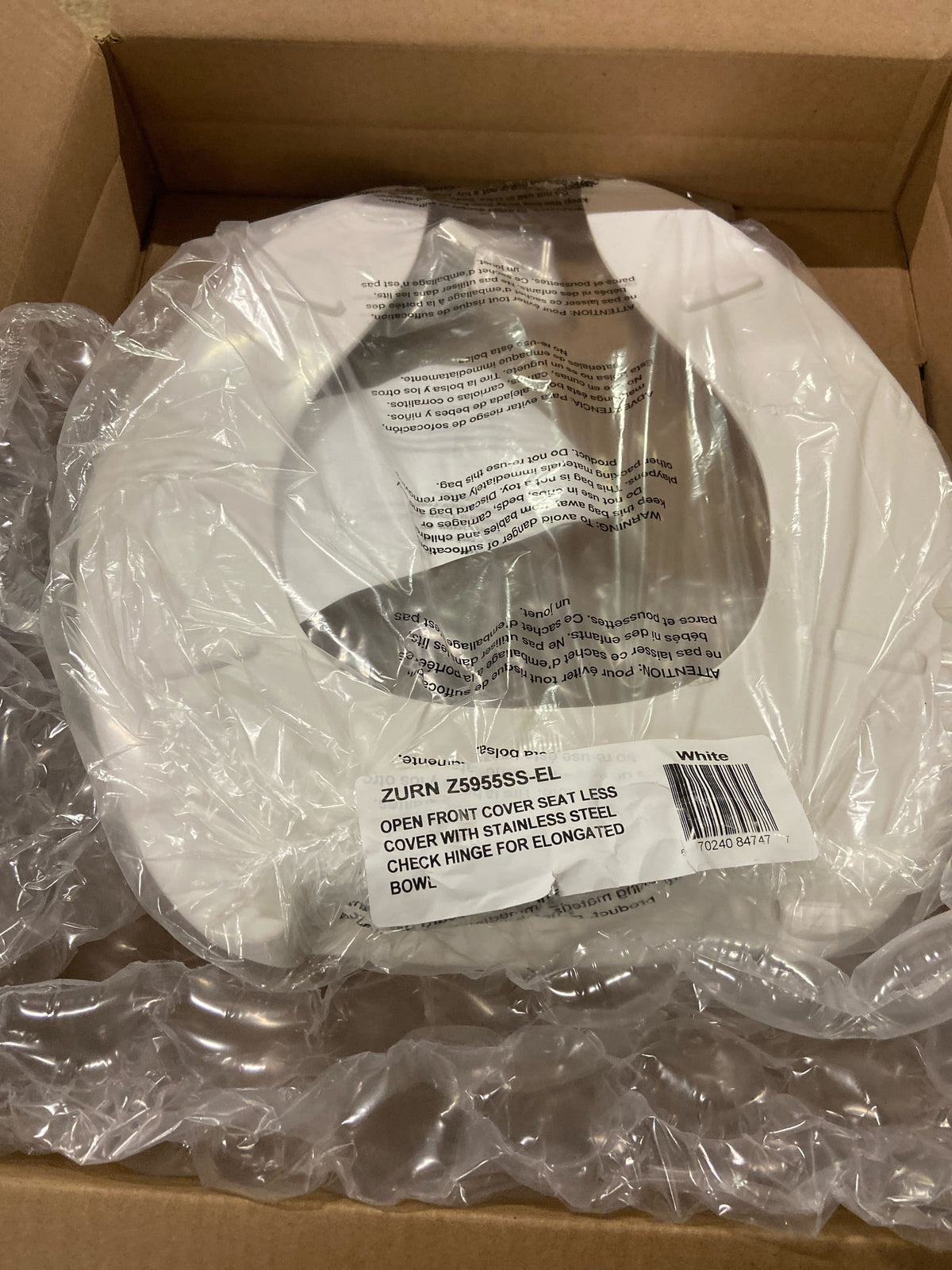 Zurn Z5955SS-EL-STS Heavy Duty Open Front Toilet Seat Less Cover with Stainless Steel Check Hinge - N/A