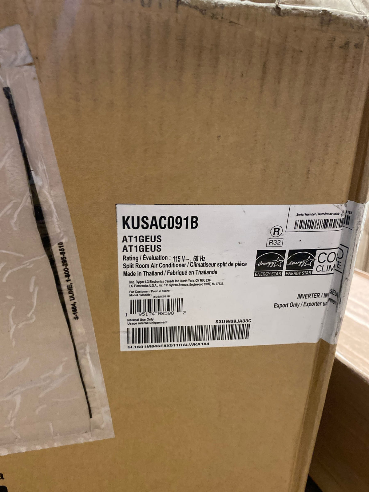 LG KUSAC091B 9,000 BTU Cooling / 10,900 BTU Heating One Zone Mini Split Condenser Unit with Inverter Technology - N/A