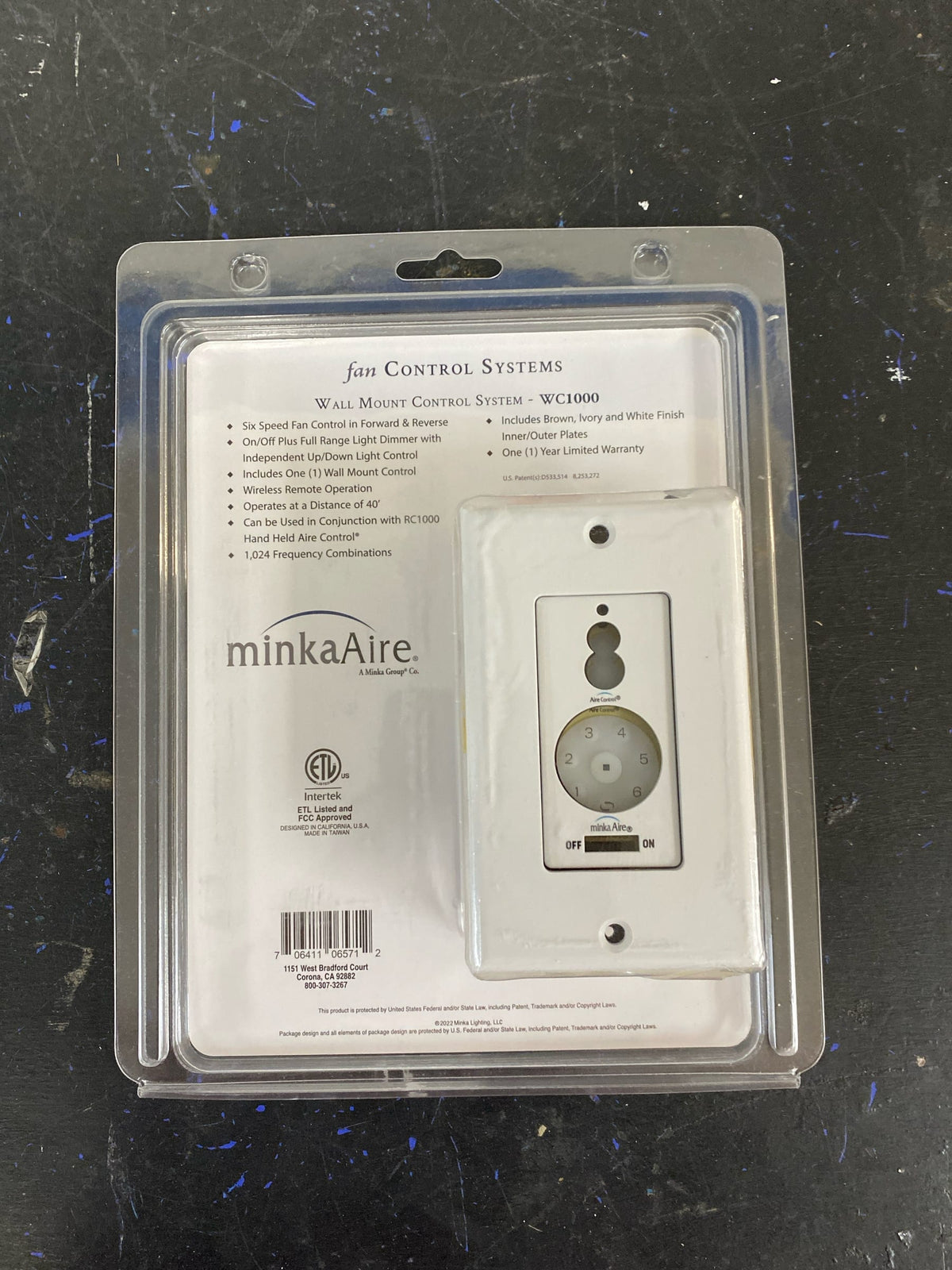 MinkaAire Wall Control for Six Speed DC Ceiling Fan