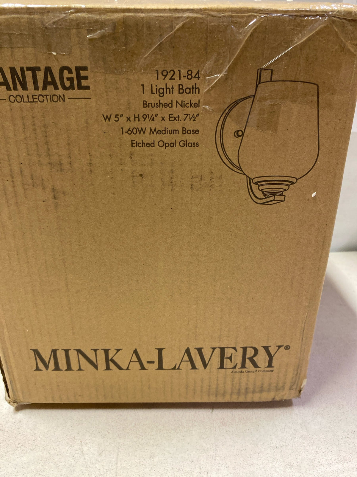 Minka Lavery 1921-84 Shyloh Vanity Bath Light, 1-Light, 60 Total Watts, 4.88-in H x 9.13-in W, Brushed Nickel