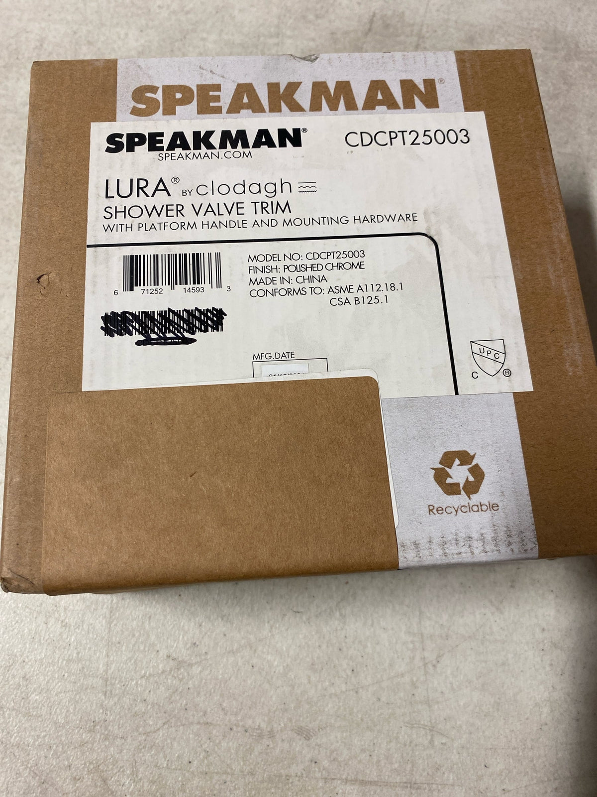 Speakman CDCPT25003 Lura Single Function Pressure Balanced Valve Trim Only with 1 Lever Handle - Polished Chrome