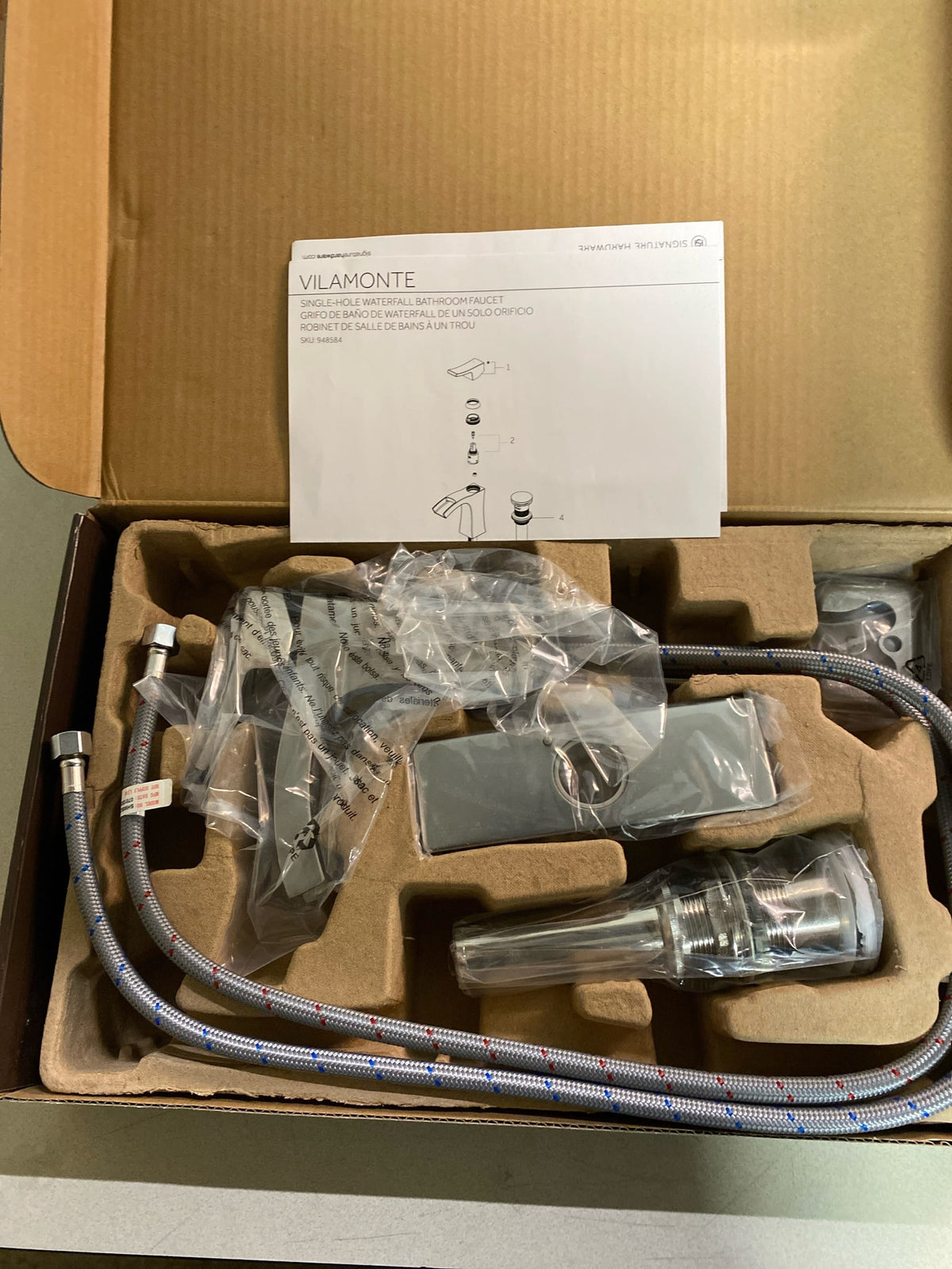 Signature Hardware Vilamonte Single-Hole Bathroom Faucet - Brushed Nickel