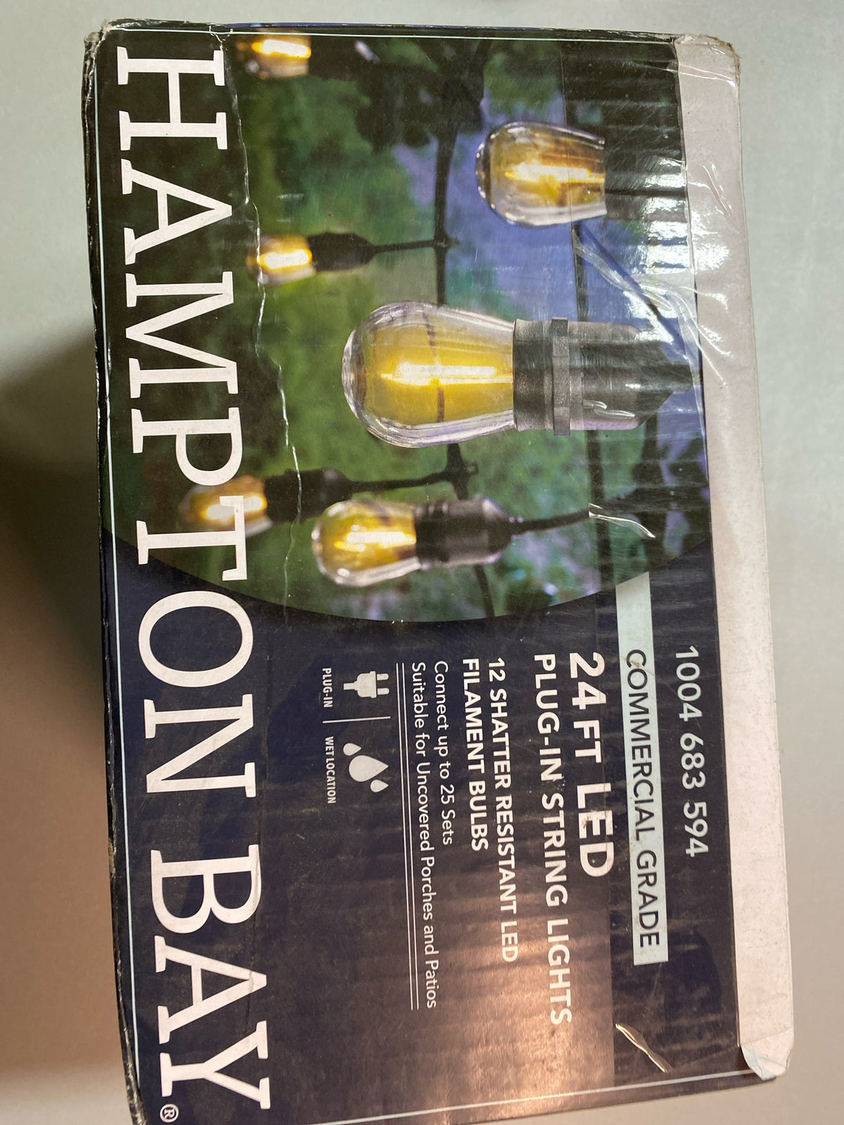 Hampton bay 10366 12-Light Indoor/Outdoor 24 ft. String Light with S14 Single Filament LED Bulbs