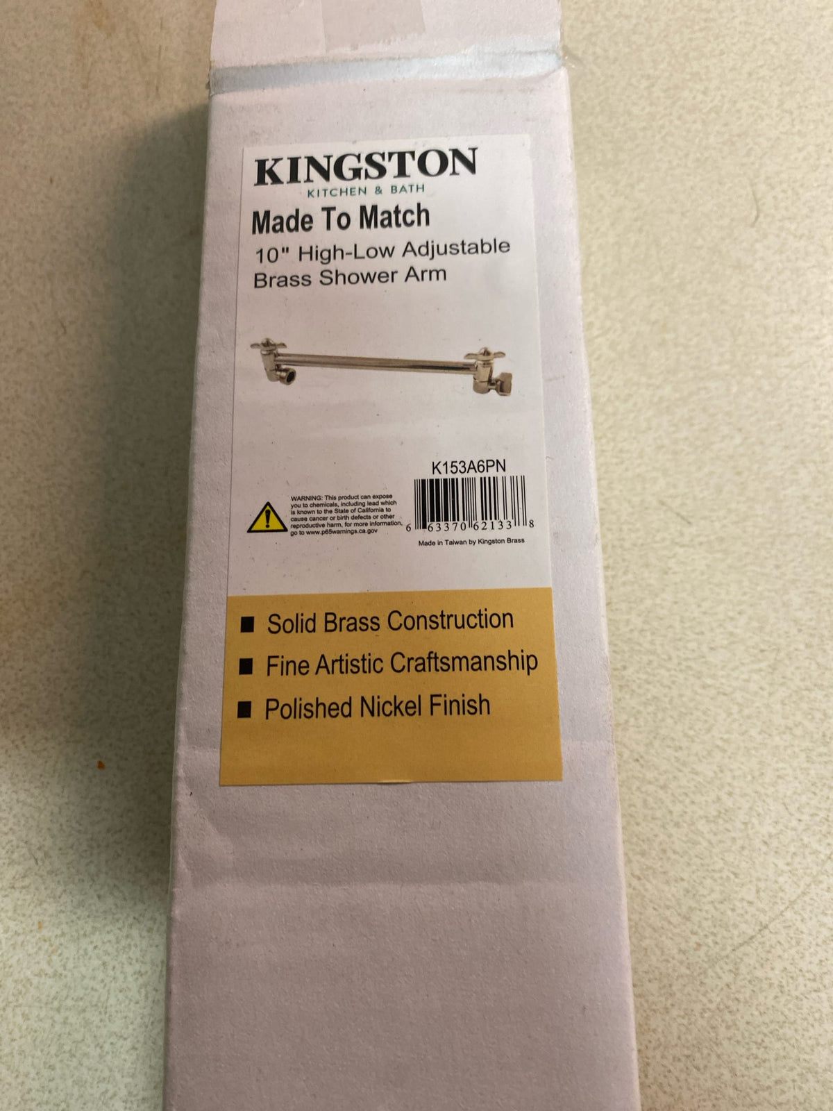 Kingston Brass K153A6PN 10" Adjustable High-Low Shower Arm - Polished Nickel
