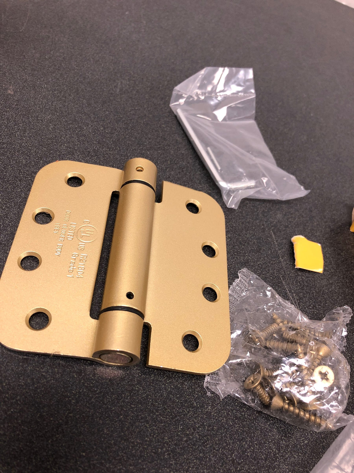 Emtek 95034US4 4" x 4" Spring Mortise Hinge with 5/8" Radius Corners - Pair - Satin Brass