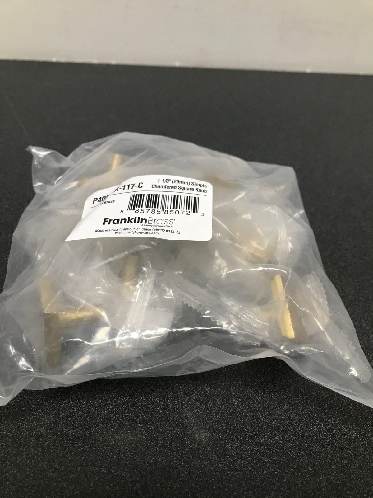 Franklin Brass P40847K-117-C Simple Chamfered 1-1/8 Inch Square Cabinet Knob - Pack of 10 - Brushed Brass