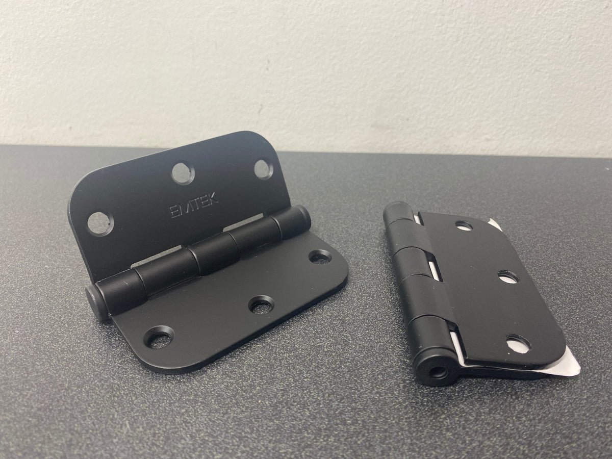 Emtek 92033US19 3-1/2" x 3-1/2" Plated Steel Heavy Duty 5/8" Radius Round Corner Plain Bearing Hinges - Pair - Flat Black