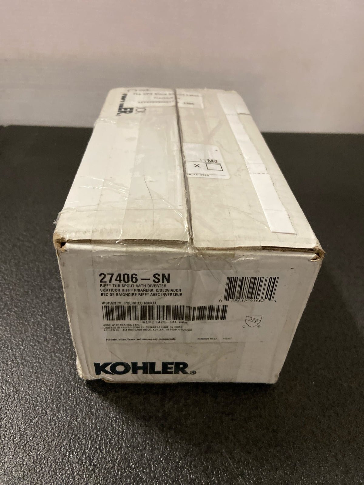 KOHLER 27406-SN Riff Wall-Mount Bath Spout with Diverter and Slip-Fit Connection, Bathtub Faucet, Vibrant Polished Nickel
