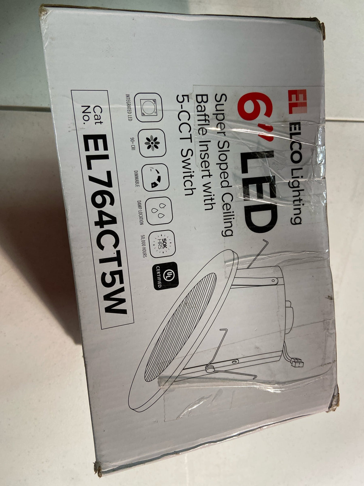 Elco EL764CT5W The Slant System 6" Integrated LED Baffle Recessed Trim - White