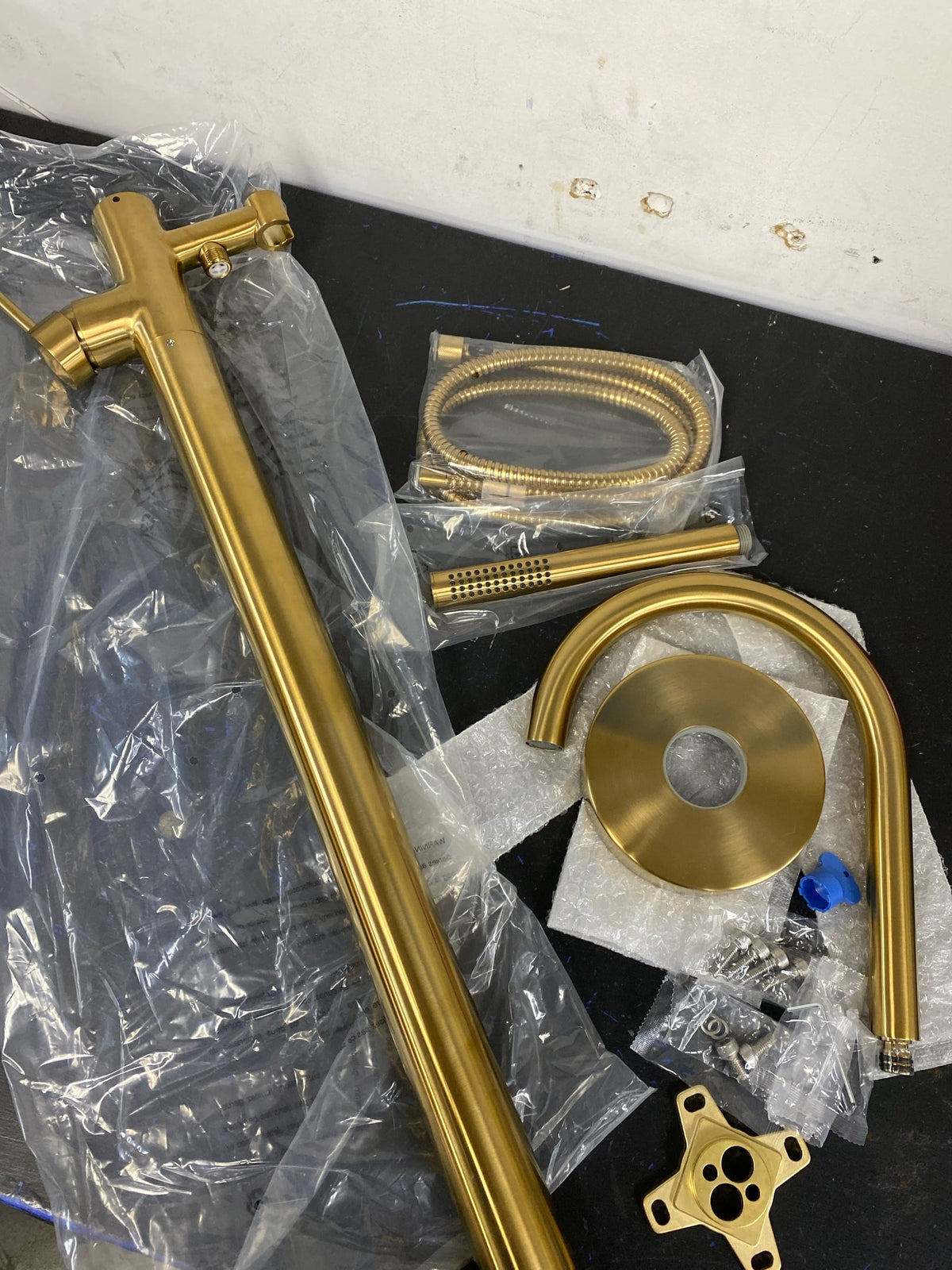 Signature Hardware SHLEFS2000GBG Lexia Floor Mounted Tub Filler Faucet - Includes Hand Shower, Less Valve - Brushed Gold