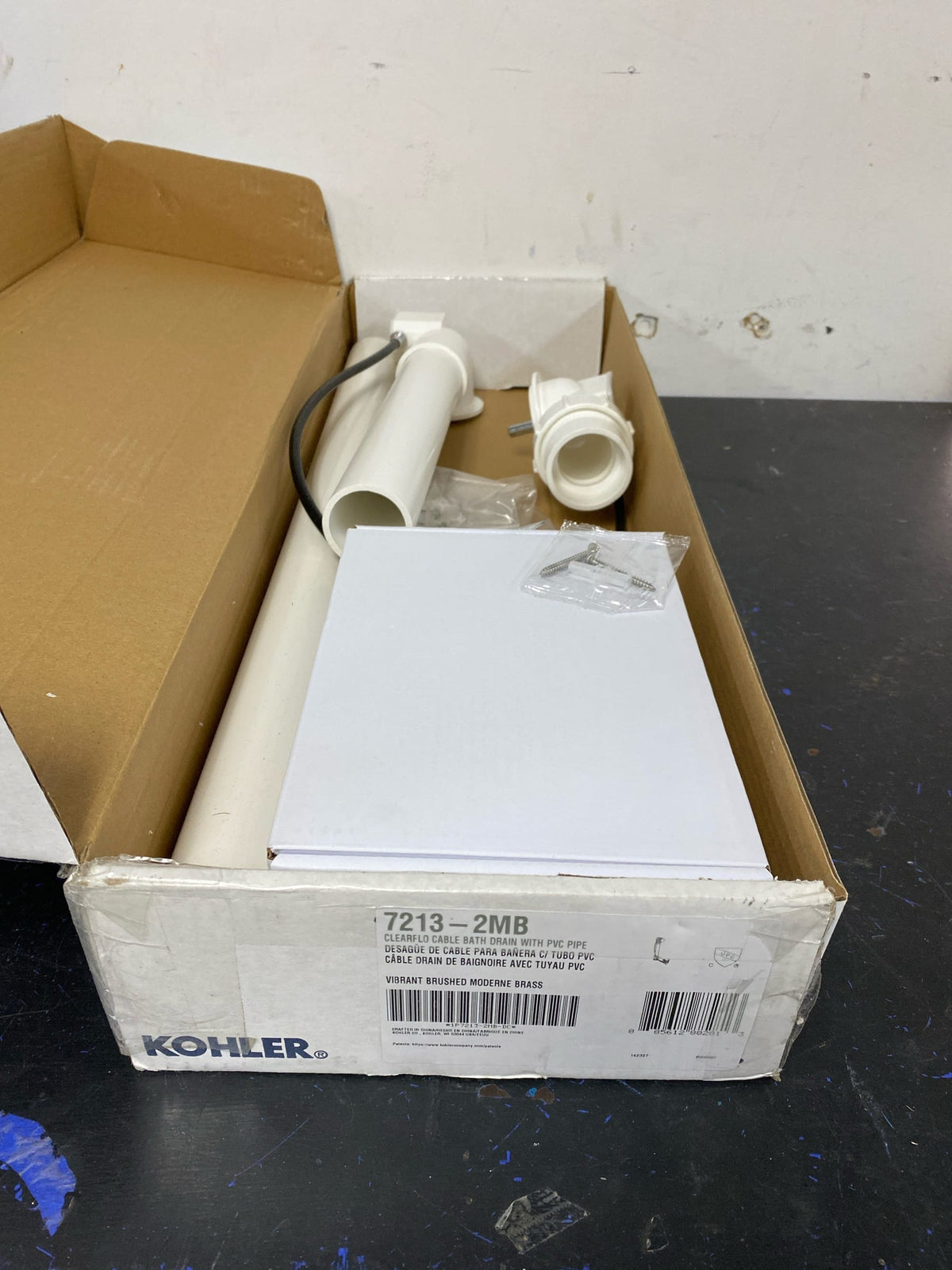 Kohler K-7213-2MB Clearflo 1-1/2" Tub Drain Kit - with Overflow and PVC - Vibrant Brushed Moderne Brass