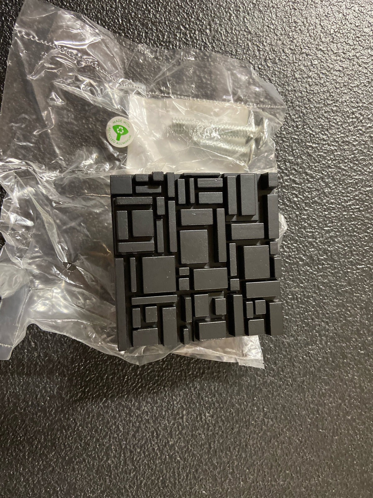 Du Verre DVOF02-BM Offset 2-1/2" Square Textured Geometric Luxury Designer Mosaic Cabinet Knob / Drawer Knob - Black Matte