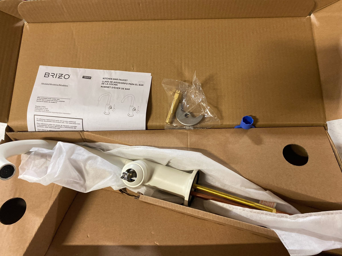 Brizo 61075LF-MWLHP Odin 1.8 GPM Single Hole Bar Faucet with Arc Spout - Less Handle - Matte White
