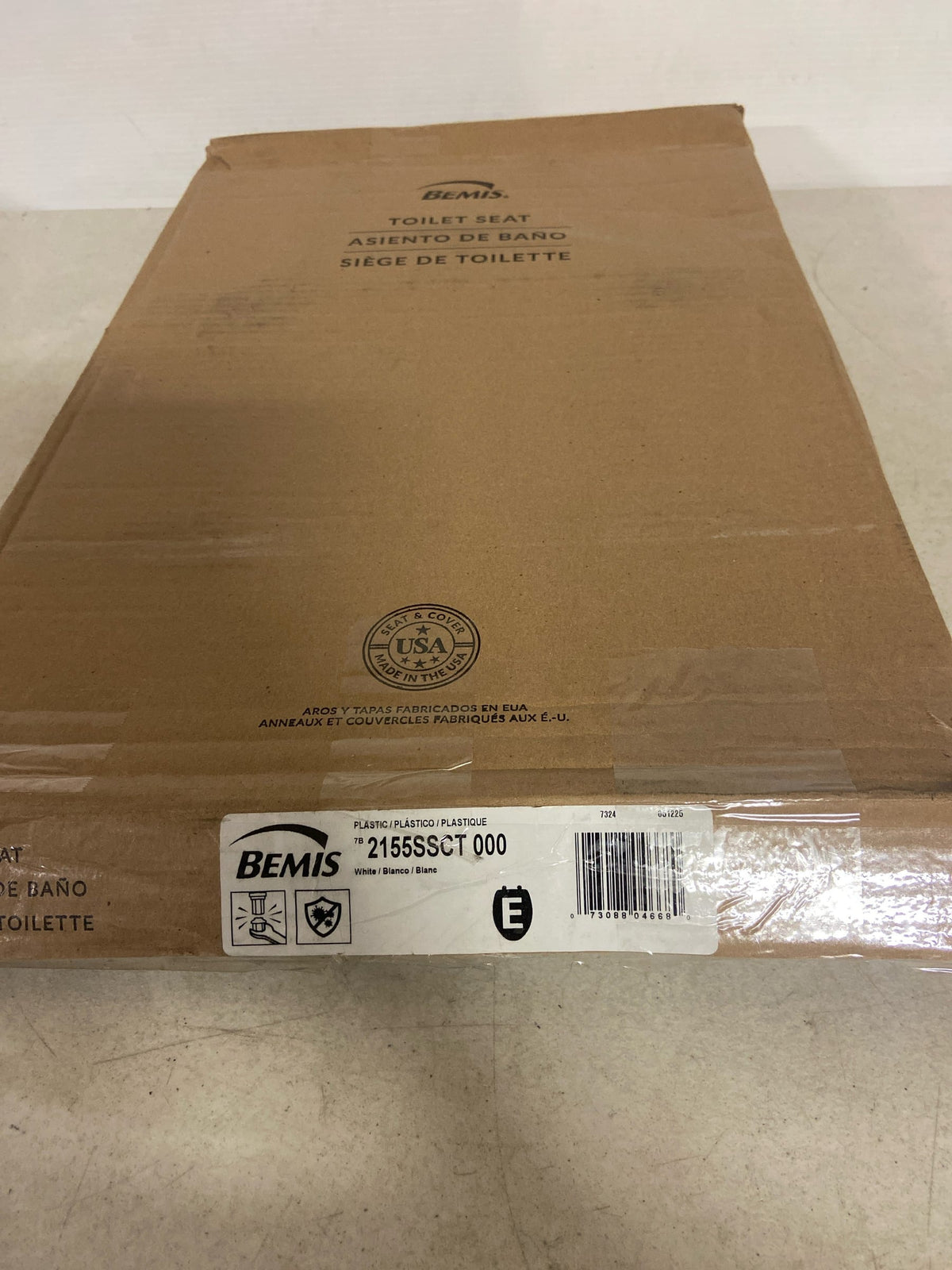 BEMIS 2155SSCT Commercial Open Front Plastic Toilet Seat, Heavy Duty Industrial No Slam Seat without Lid, Secure Installation, Made in USA, Elongated, White