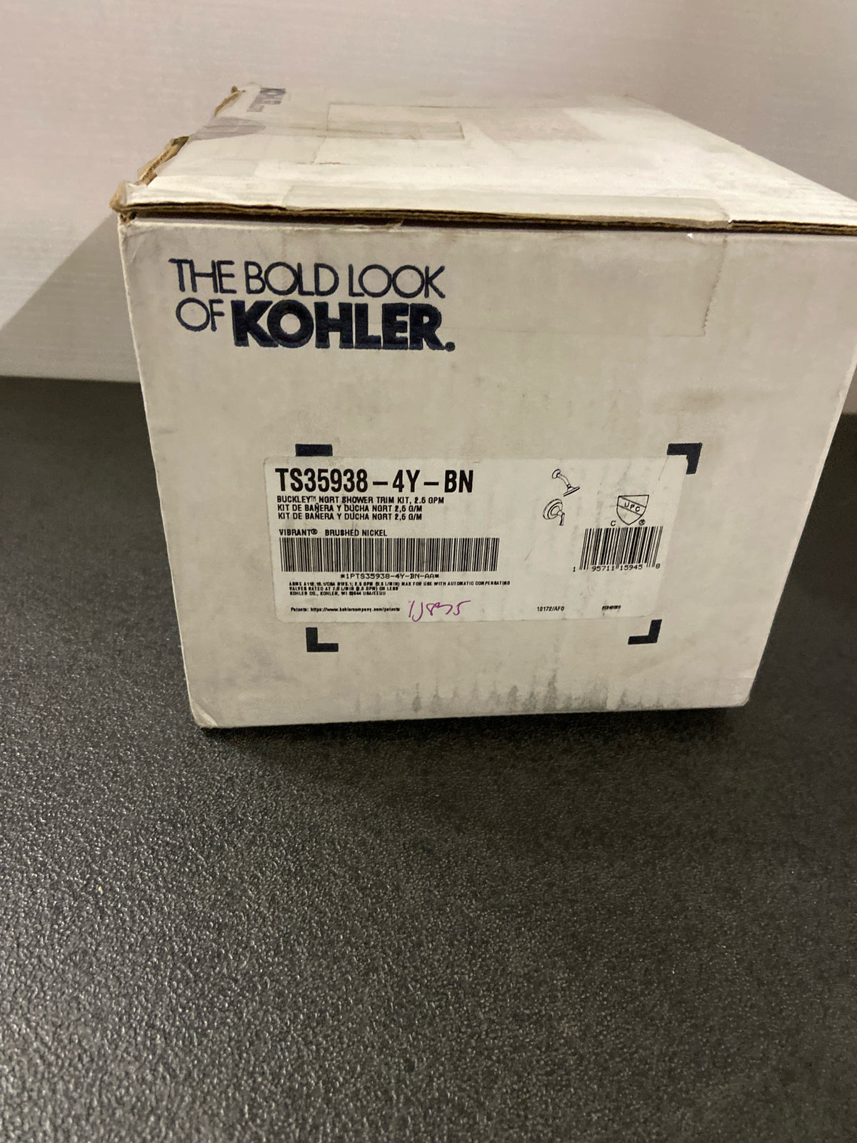 Kohler TS35938-4Y-BN Buckley Rite-Temp shower trim kit, 2.5 gpm, Vibrant Brushed Nickel