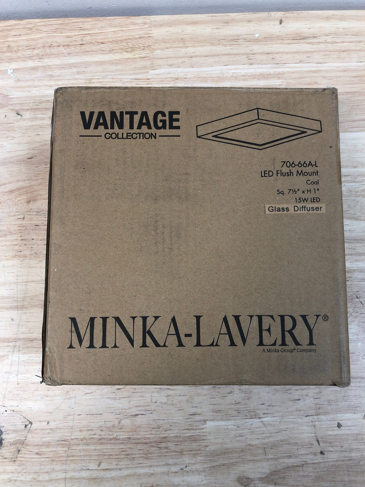 Minka Lavery 706-66A-L Vantage 7.5" Wide Square LED Flush Mount Ceiling Fixture - Coal