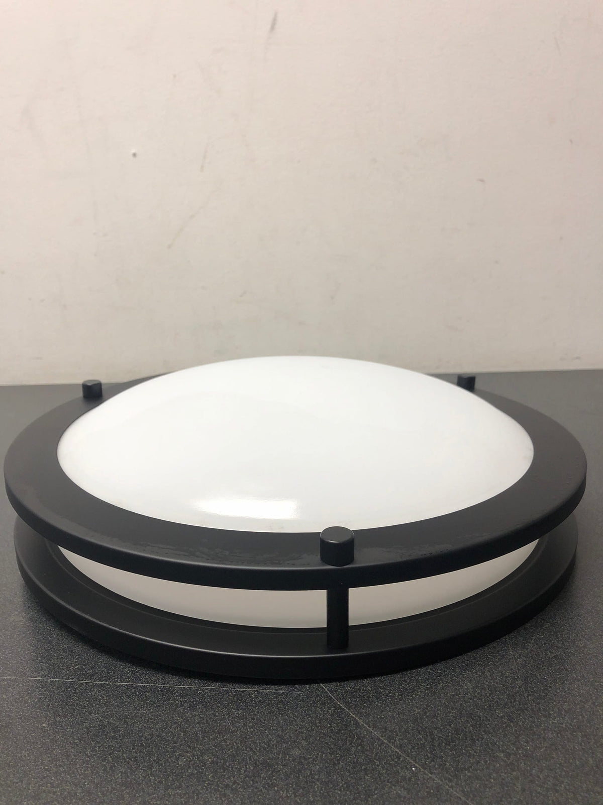Hampton bay HB1023C-43 Flaxmere 12 in. Matte Black Dimmable Integrated LED Flush Mount Ceiling Light with Frosted White Glass Shade