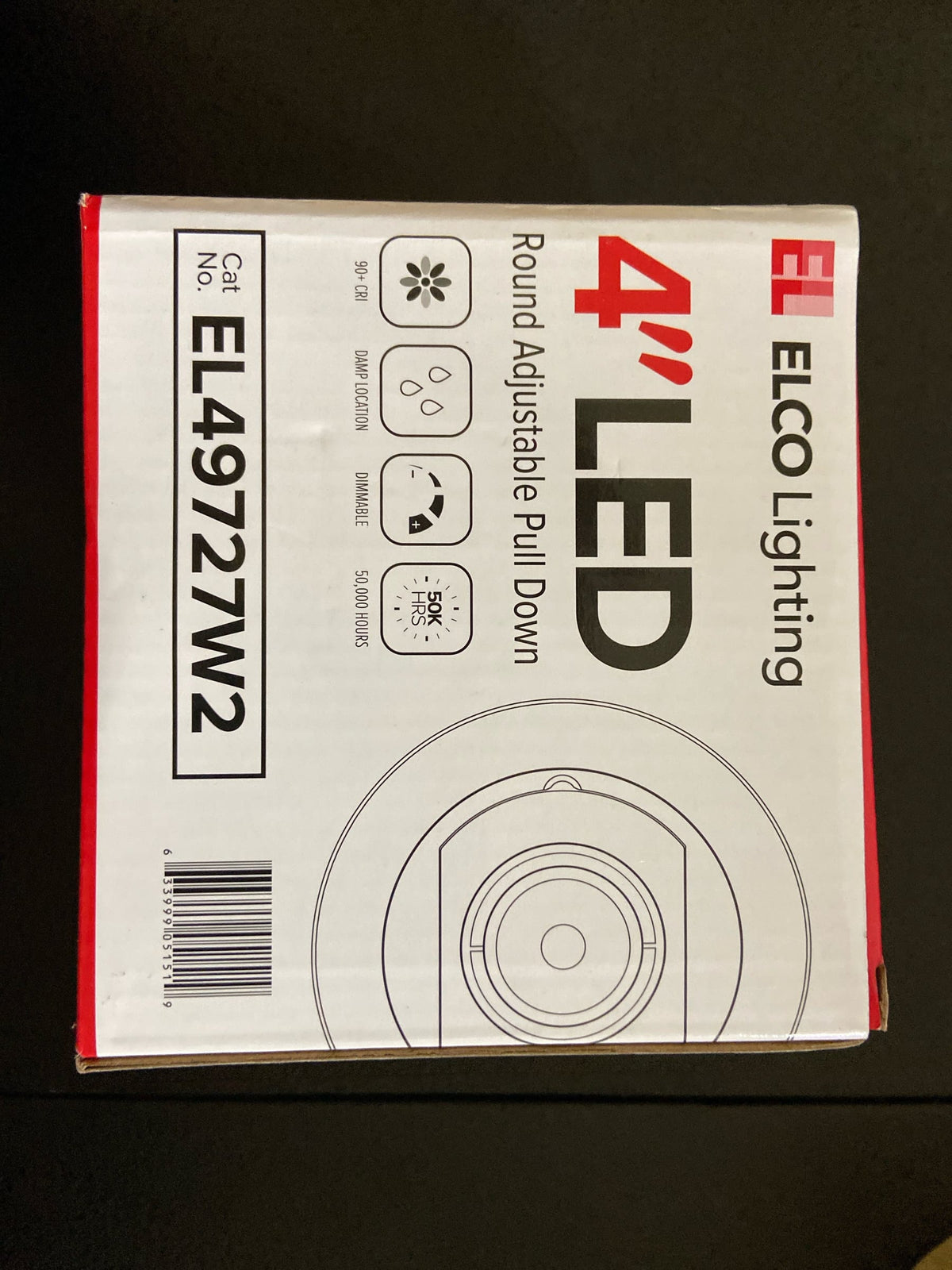 Elco EL49727W2 4" Integrated LED Adjustable Recessed Trim - 750 Lumens 2700 Kevin - White