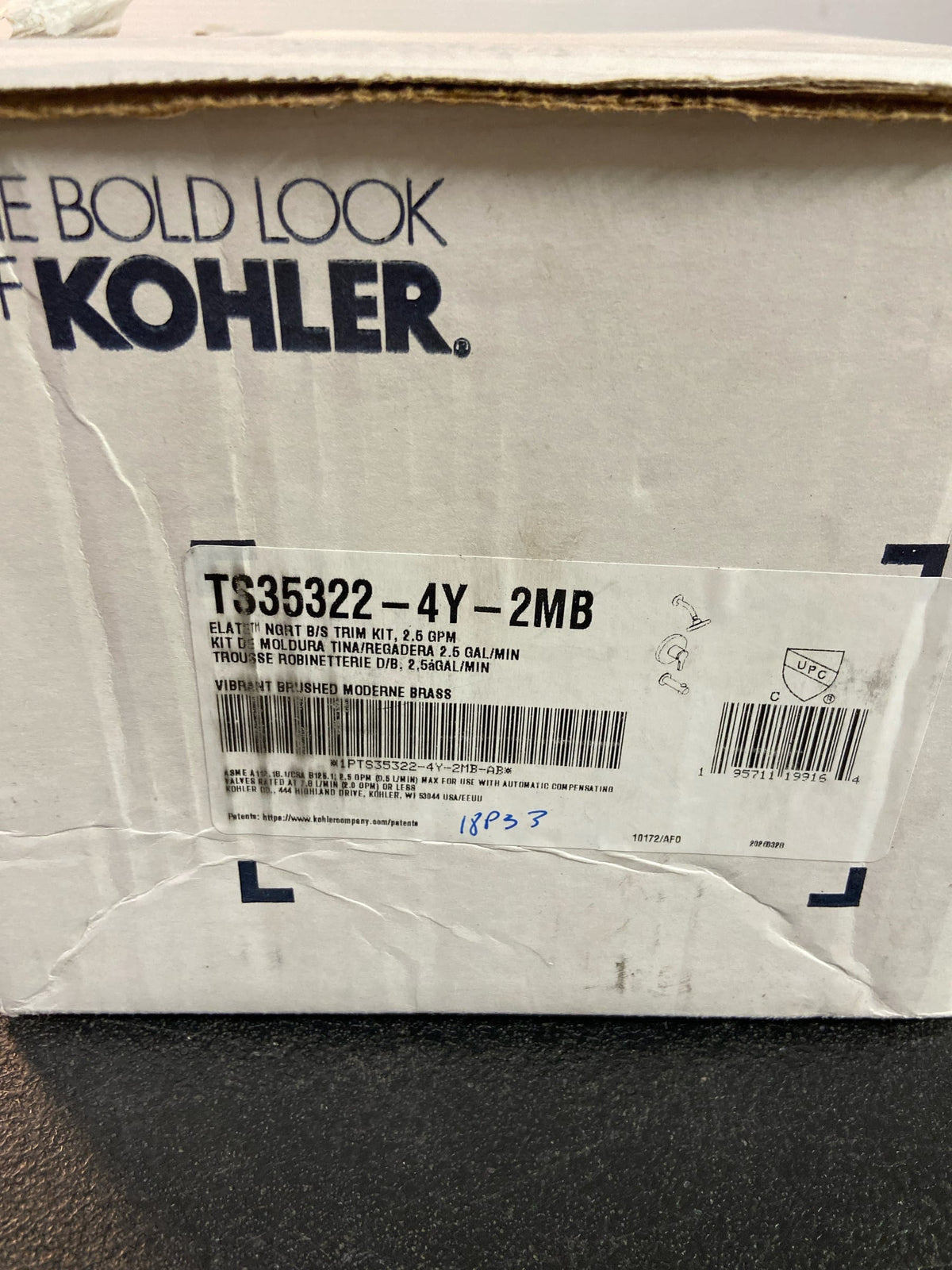 Kohler K-TS35322-4Y-2MB Elate Tub and Shower Trim Package with 2.5 GPM Single Function Shower Head - Vibrant Brushed Moderne Brass