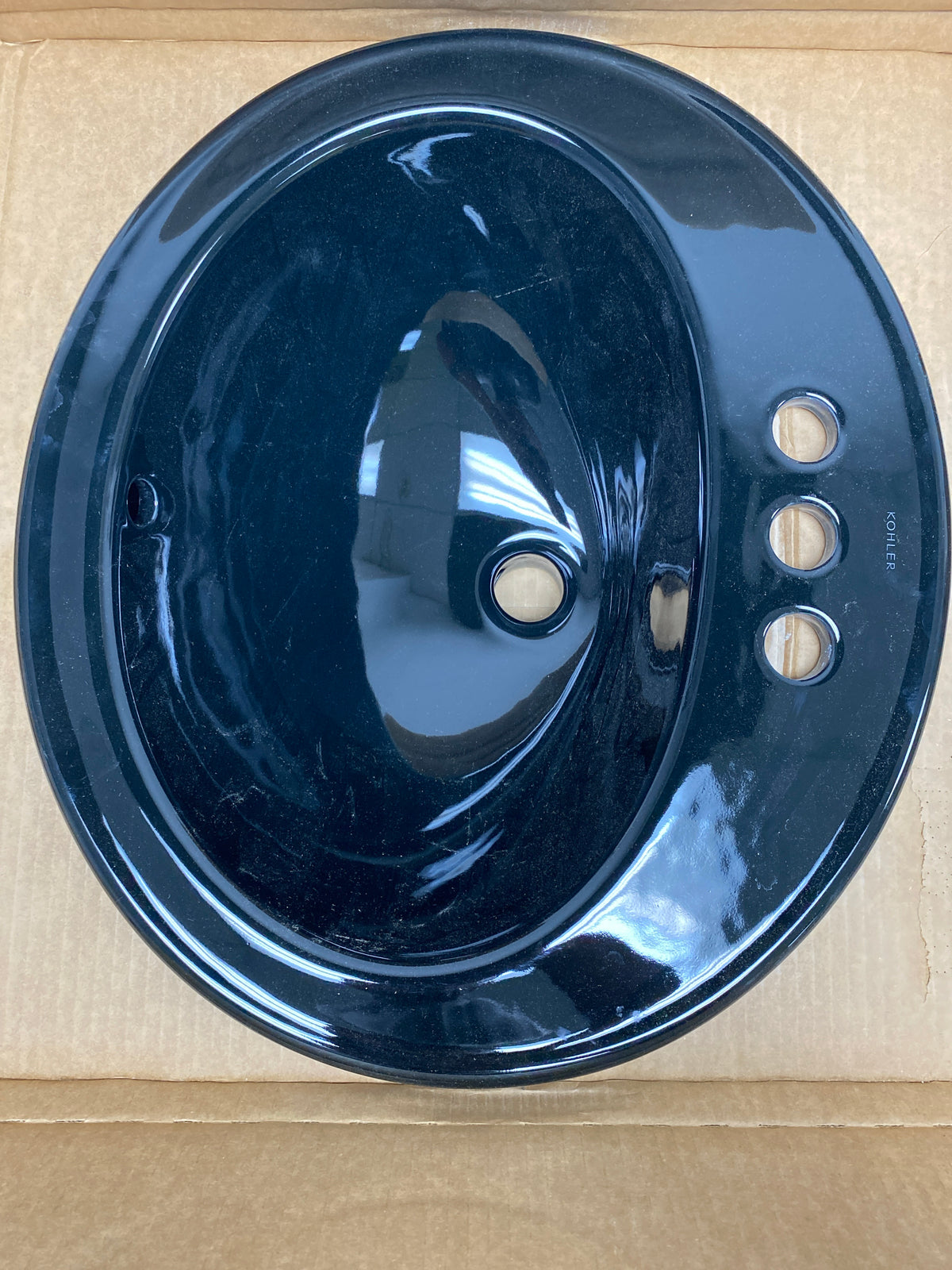 Kohler K-2196-4-7 Pennington 20-1/4" Drop In Bathroom Sink with 3 Holes Drilled and Overflow - Black Black