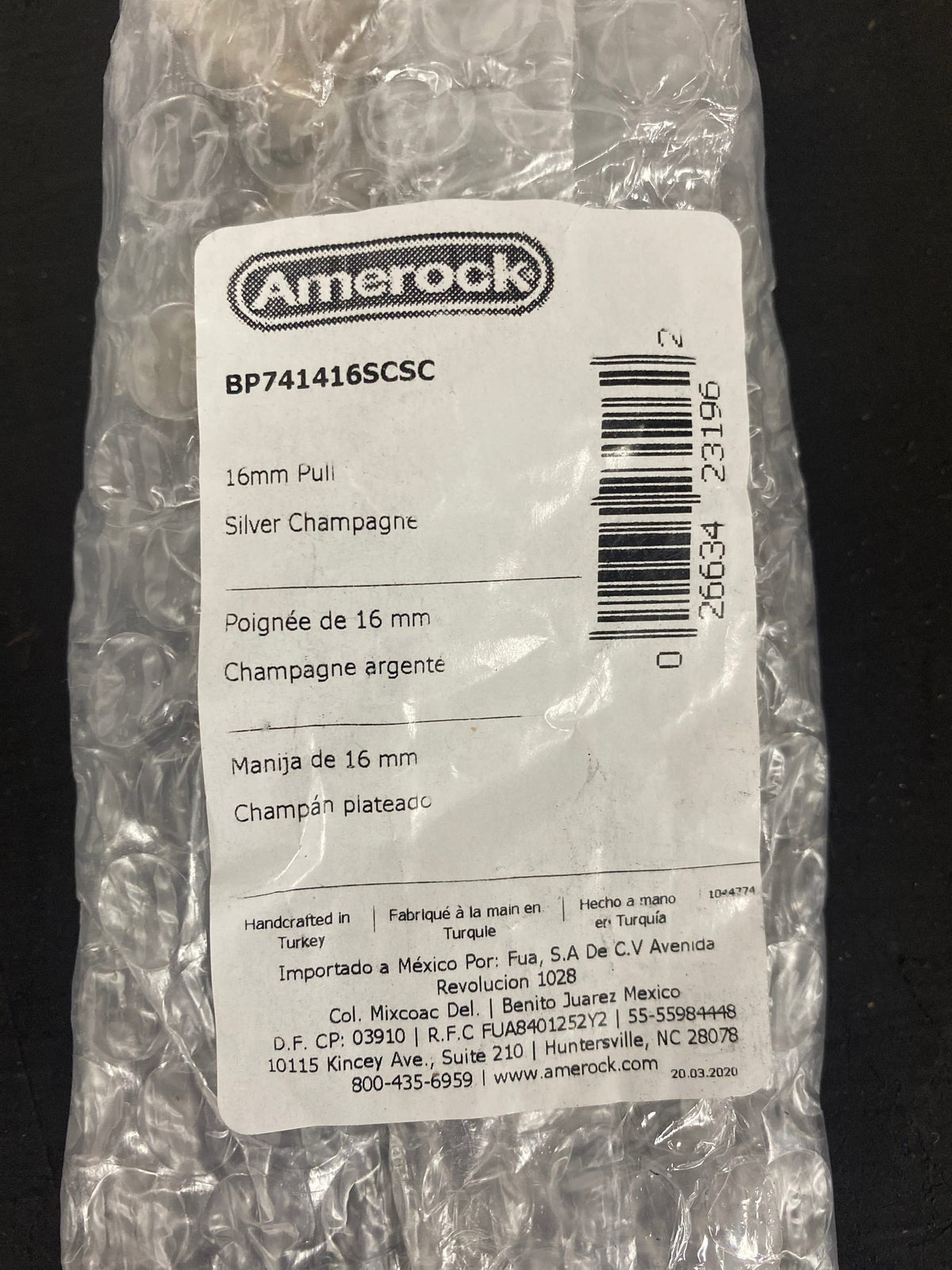 Amerock BP741416SCSC Transcendent 3/8 Inch Bar Cabinet Knob - Silver Champagne