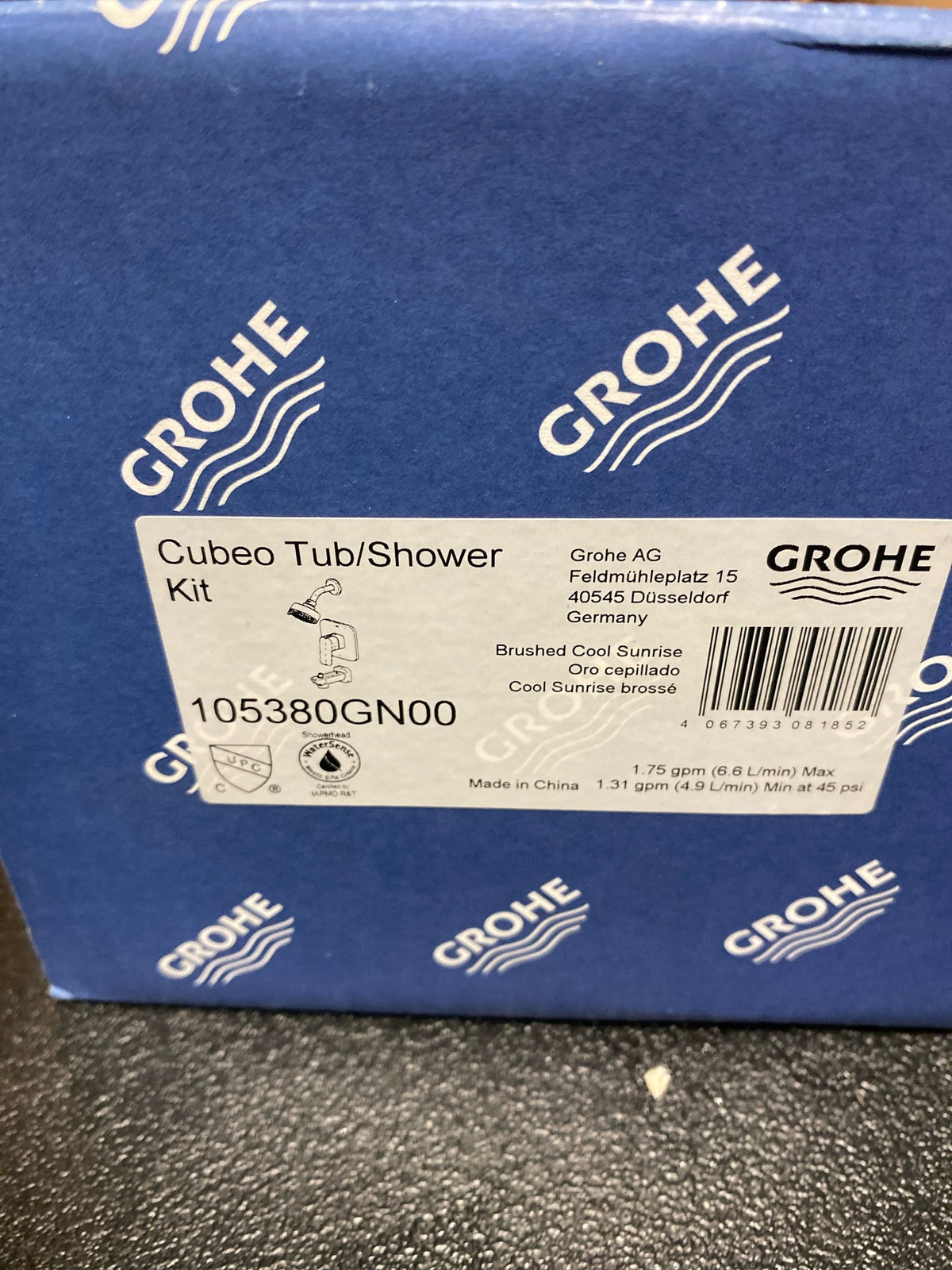 Grohe 105380GN00 Cubeo Tub and Shower Trim Package with 1.75 GPM Multi Function Shower Head - Brushed Cool Sunrise