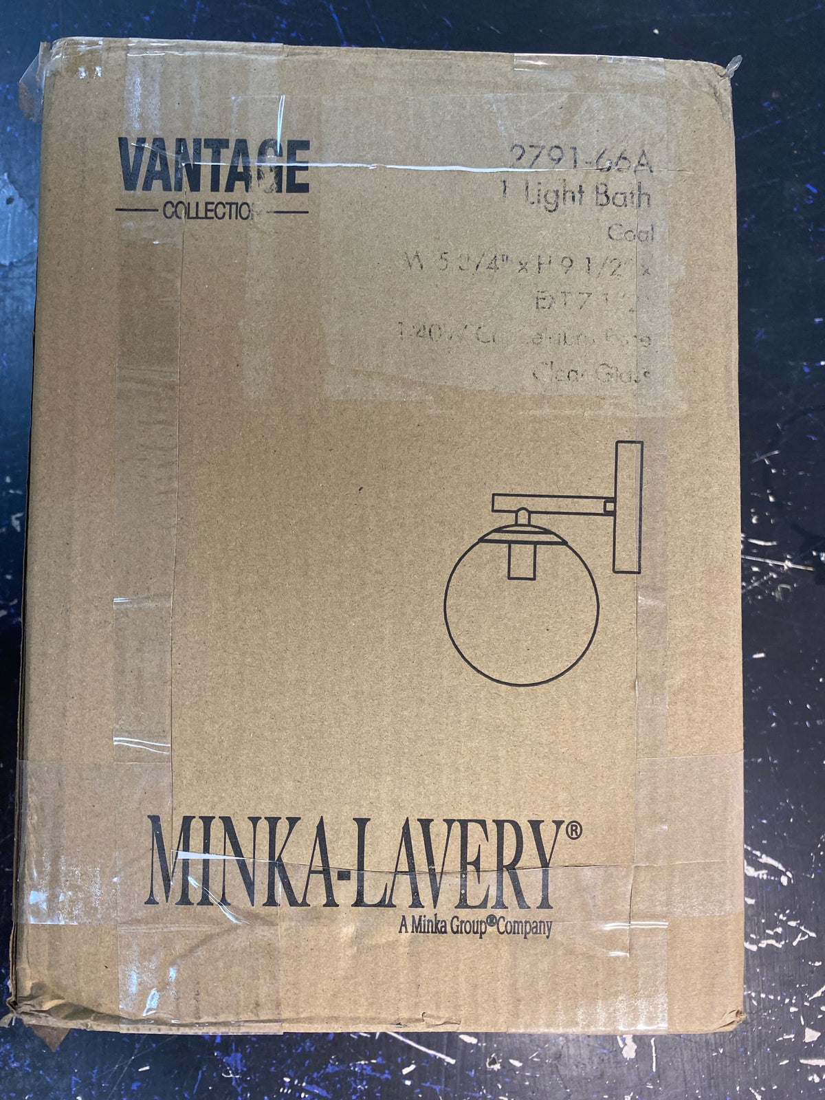 Minka Lavery 2791-66A Auresa 9" Tall Vantage Bathroom Sconce with Clear Glass Globe - Coal