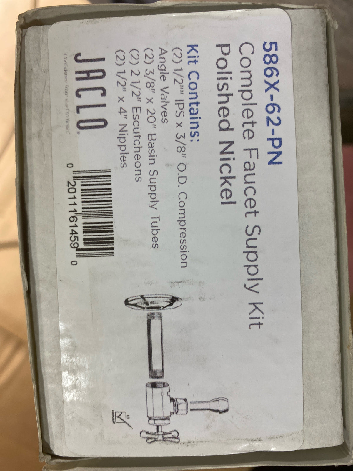 Jaclo 586X-62-PN 1/2" IPS x 3/8" OD Angle Bas Kit with CRS, Polished Nickel
