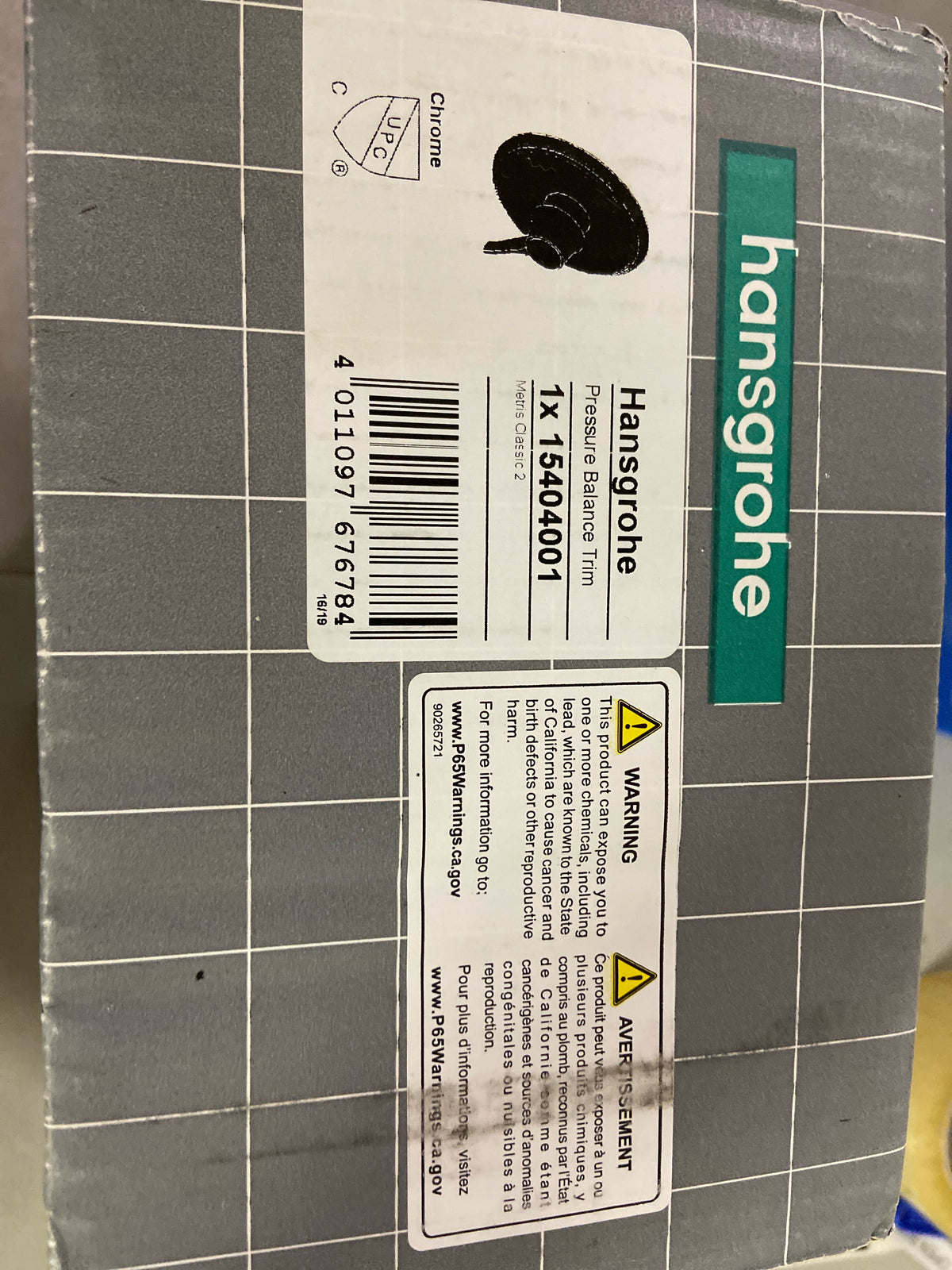 hansgrohe Ecostat Classic Pressure Balance Shower Valve Trim in Chrome, 15404001