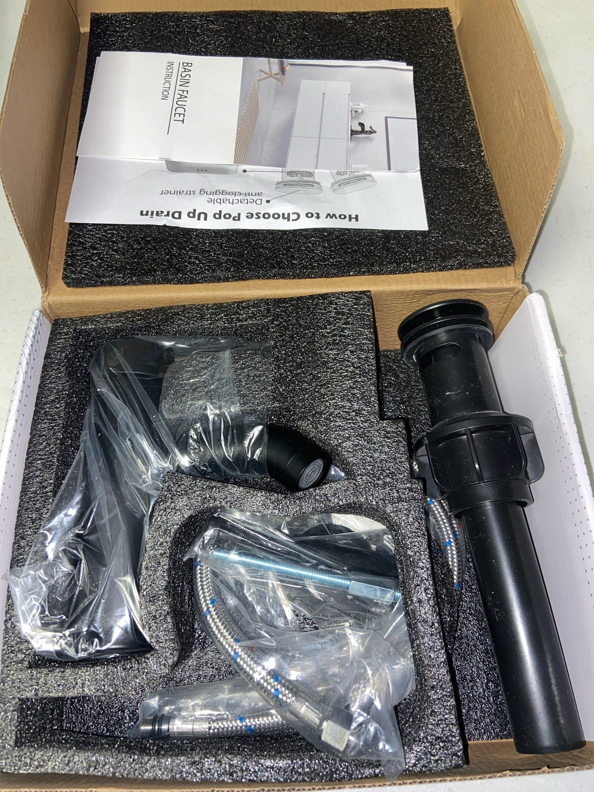 Bwe A-99052-B-2 Single Hole Single-Handle Bathroom Faucet With Pop Up Drain in Matte Black