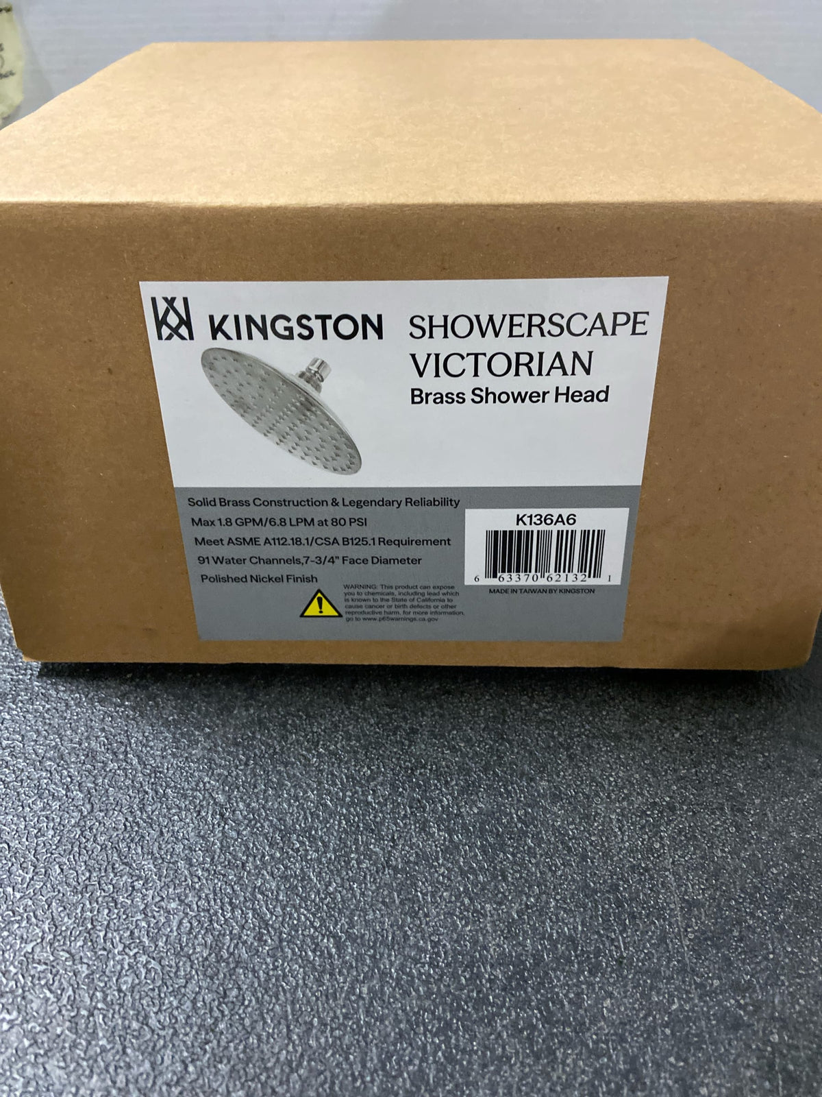 Kingston Brass K136A6 Victorian 1.8 GPM Single Function Rain Shower Head - Polished Nickel