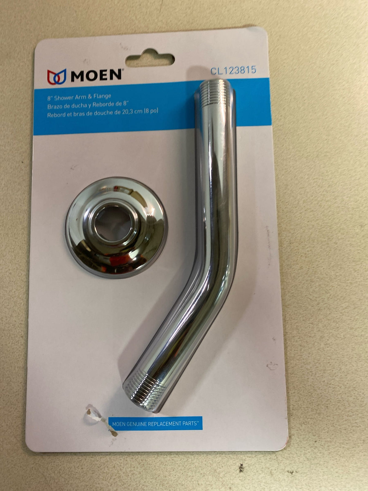 Moen CL123815 8" Shower Arm with 1/2" Connection - Chrome