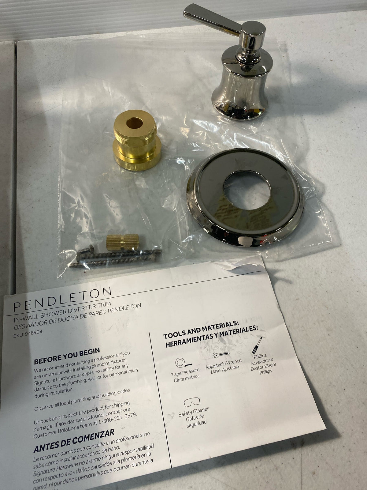 Signature Hardware SHPT9005PN Pendleton Single Handle 3 Function Diverter Valve Trim - Less Valve - Polished Nickel