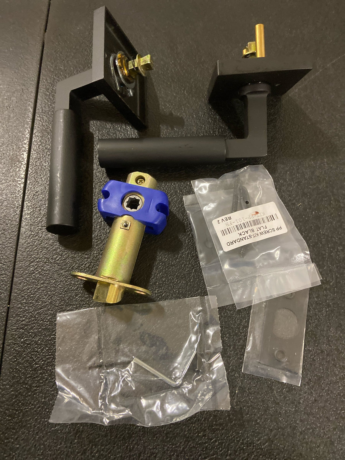 Emtek 5210HECUS19RH Hercules Right Handed Privacy Door Lever Set with Square Rose from the Brass Modern Collection - Flat Black