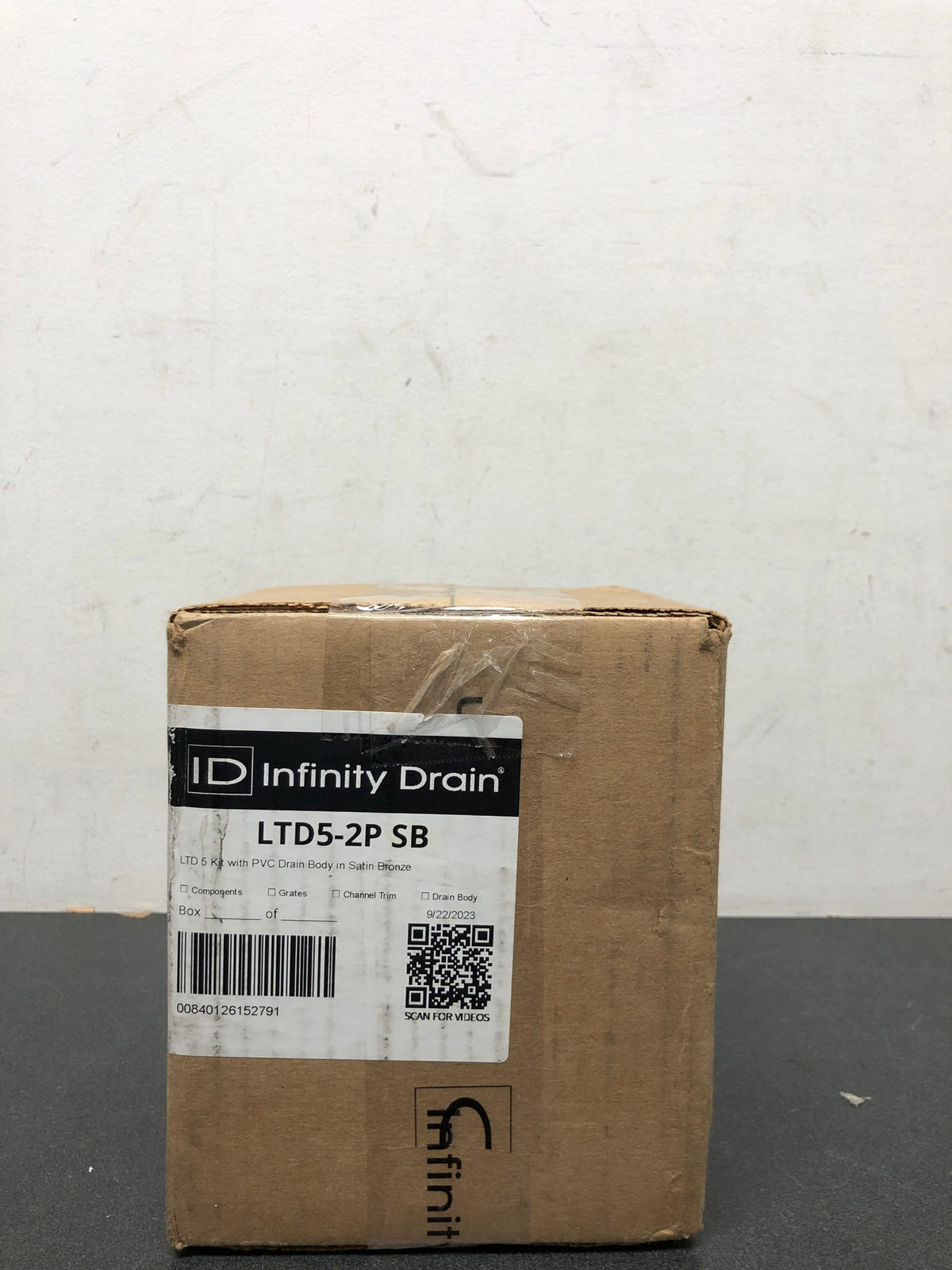 Infinity Drain LTD5-2P SB 5" x 5" LTD 5 Center Drain Kit with PVC Drain Body, 2" Outlet - Satin Bronze