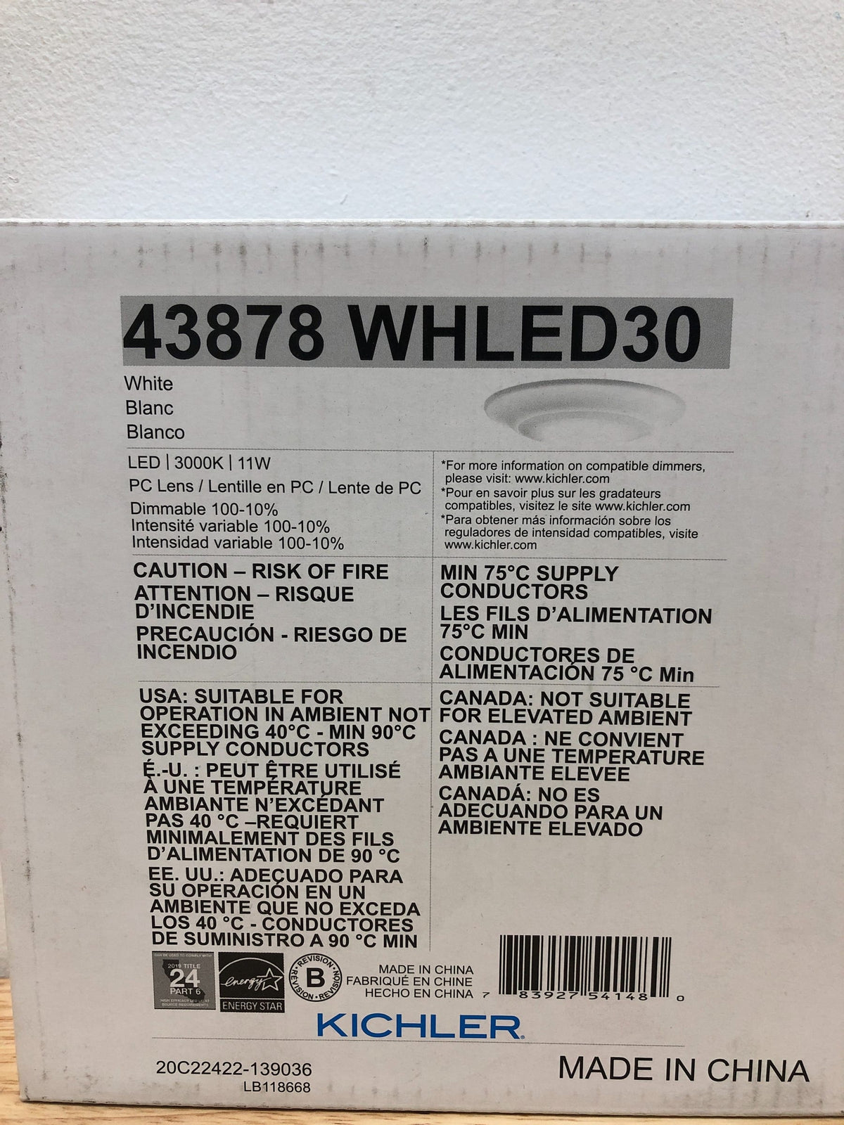 Kichler 43878WHLED30 Gen I 6" LED Downlight - 3000K - White